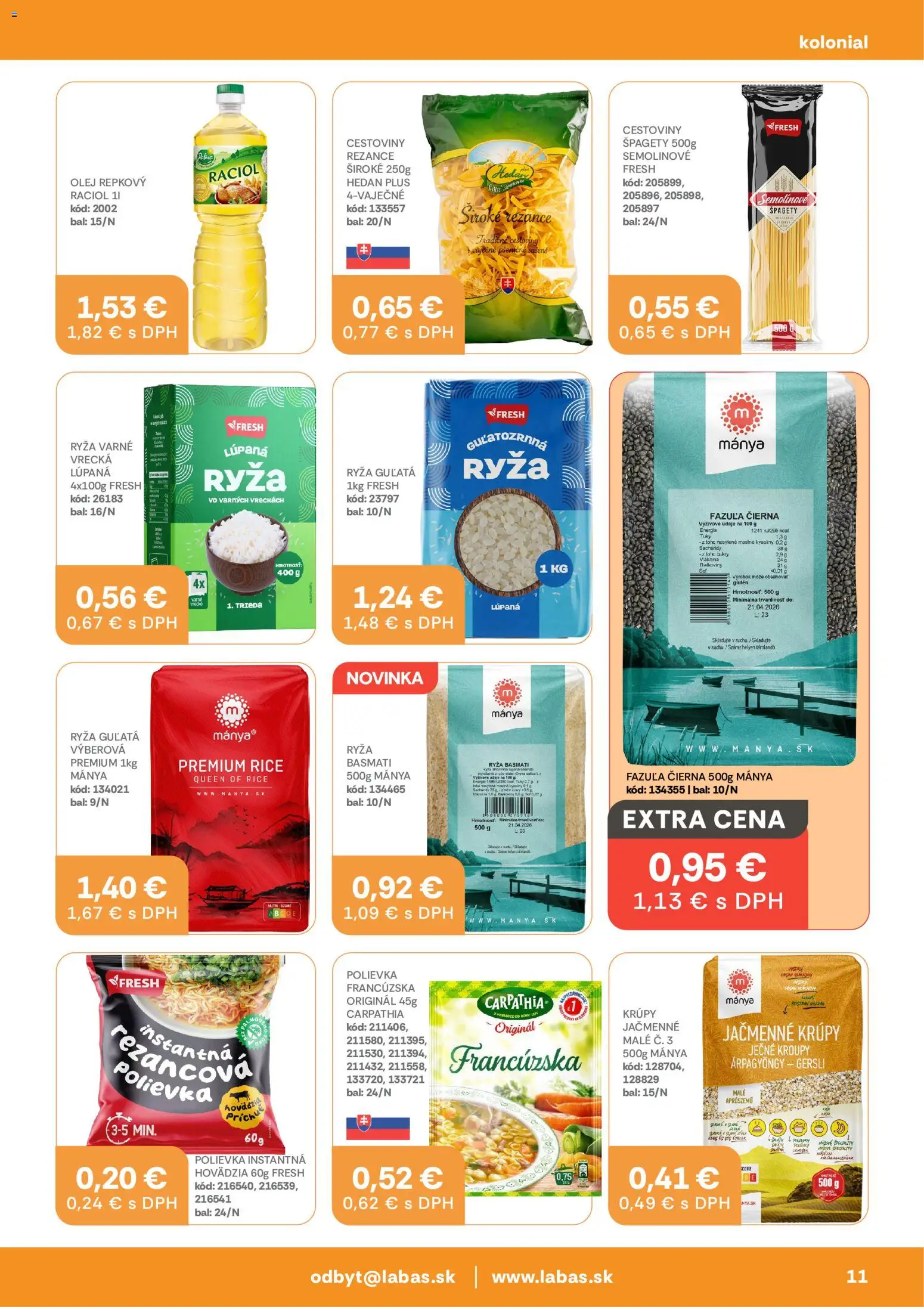 Nové Labaš akcie – leták je platný od 25.08.2026 | Strana: 11 | Produkty: Fazuľa, Krúpy, Rezance, Špagety