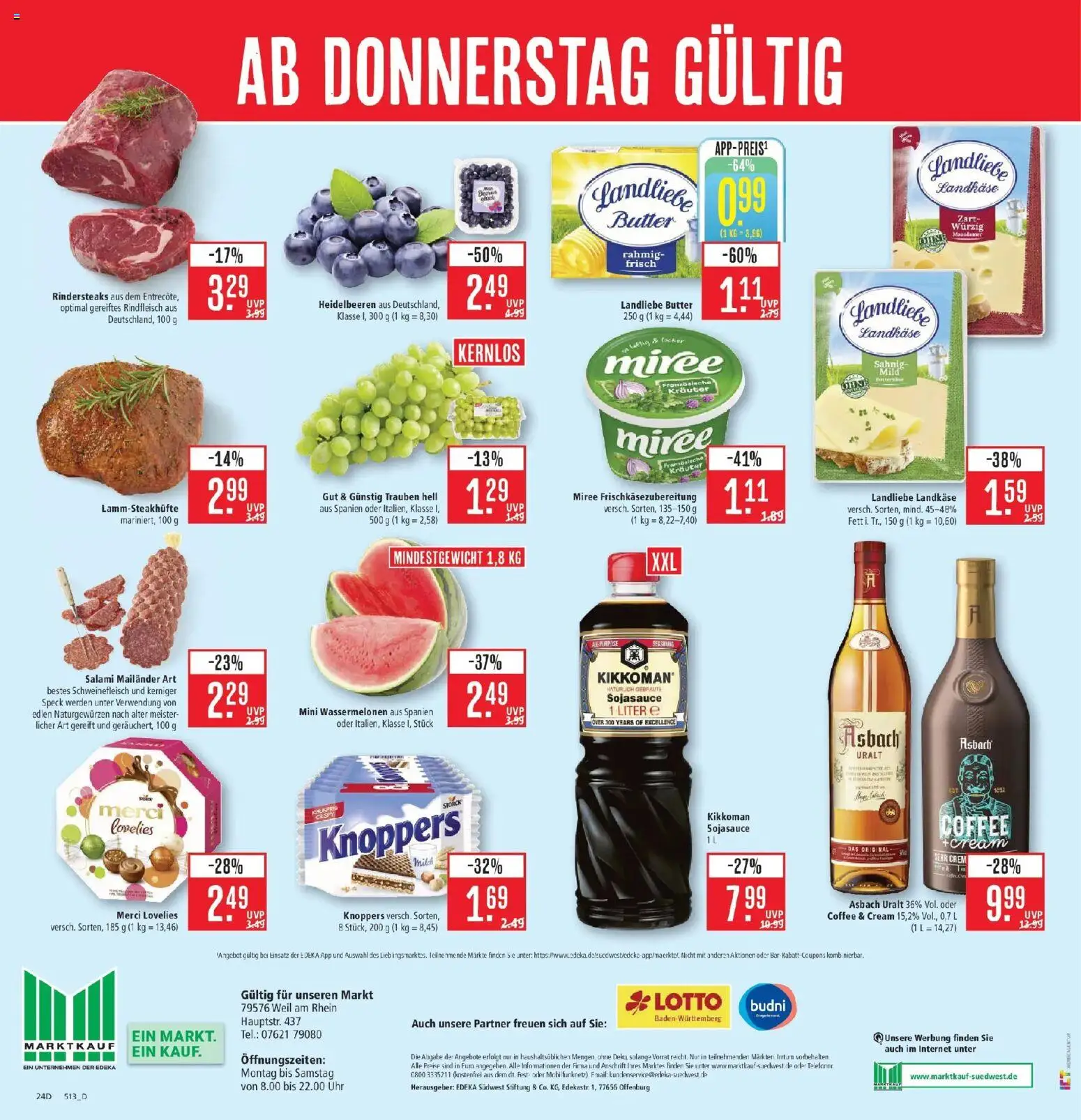 Marktkauf Prospekt Weil Am Rhein (ab 17.08.2026) » Angebote online | Seite: 32 | Produkte: Butter, Heidelbeeren, Knoppers, Rindfleisch
