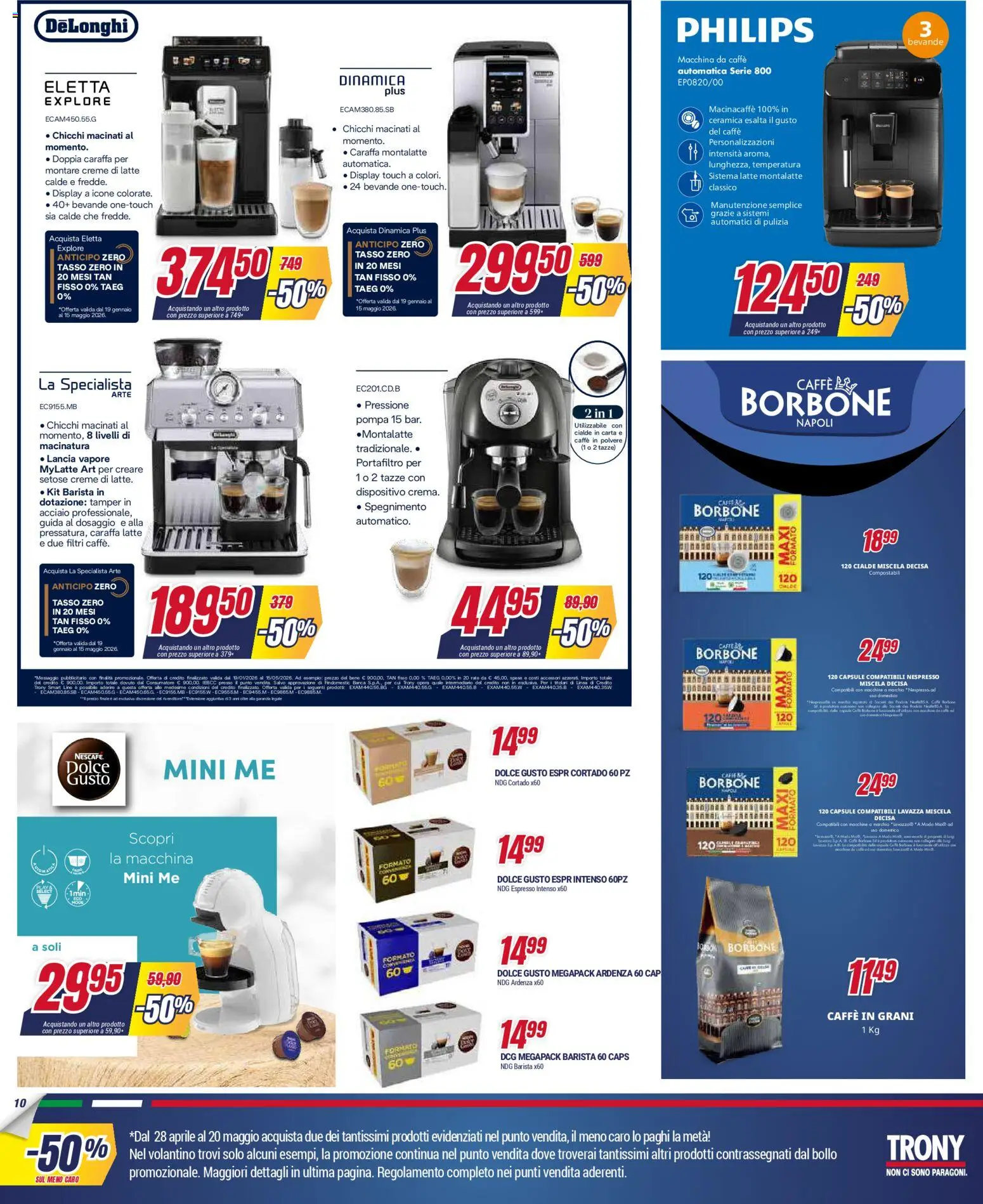 Volantino Trony del 28.04.2026 | Pagina: 10 | Prodotti: Caffè, Latte, Caffè in grani, Lavazza