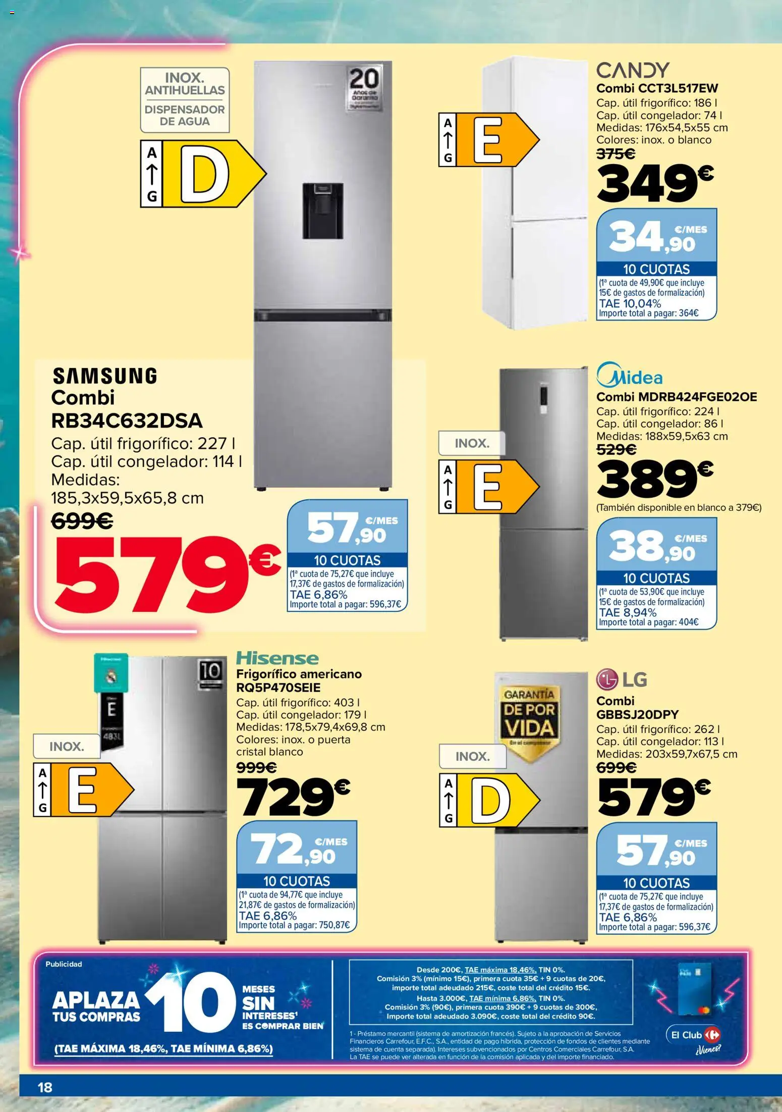 Carrefour Electroverano │ válido desde el 14/07/2026 | Página: 18 | Productos: Dispensador, Congelador, Combi