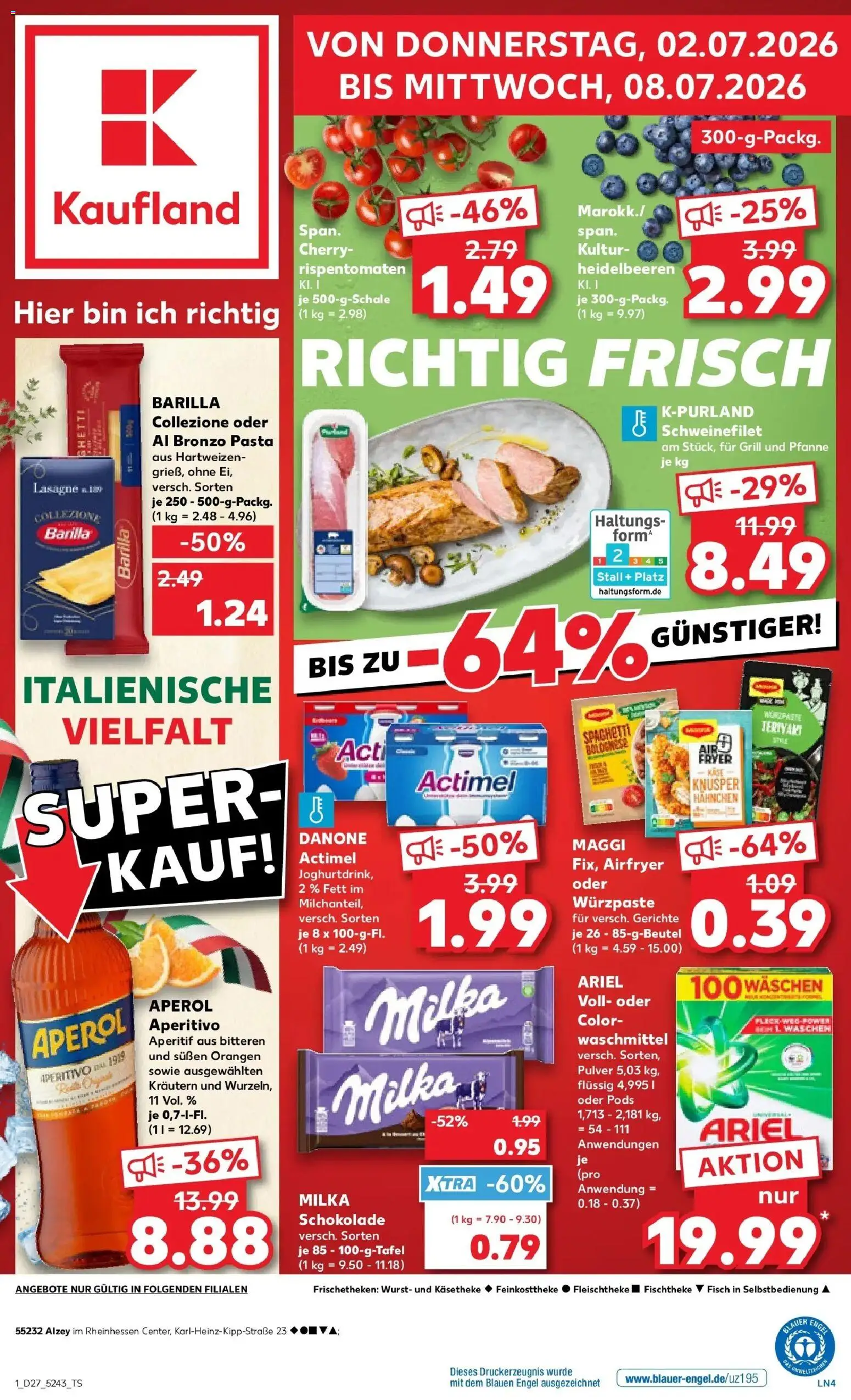 Kaufland Prospekt Alzey – gültig ab 29.06.2026 | Seite: 8 | Produkte: Grill, Schokolade, Heidelbeeren, Schweinefilet