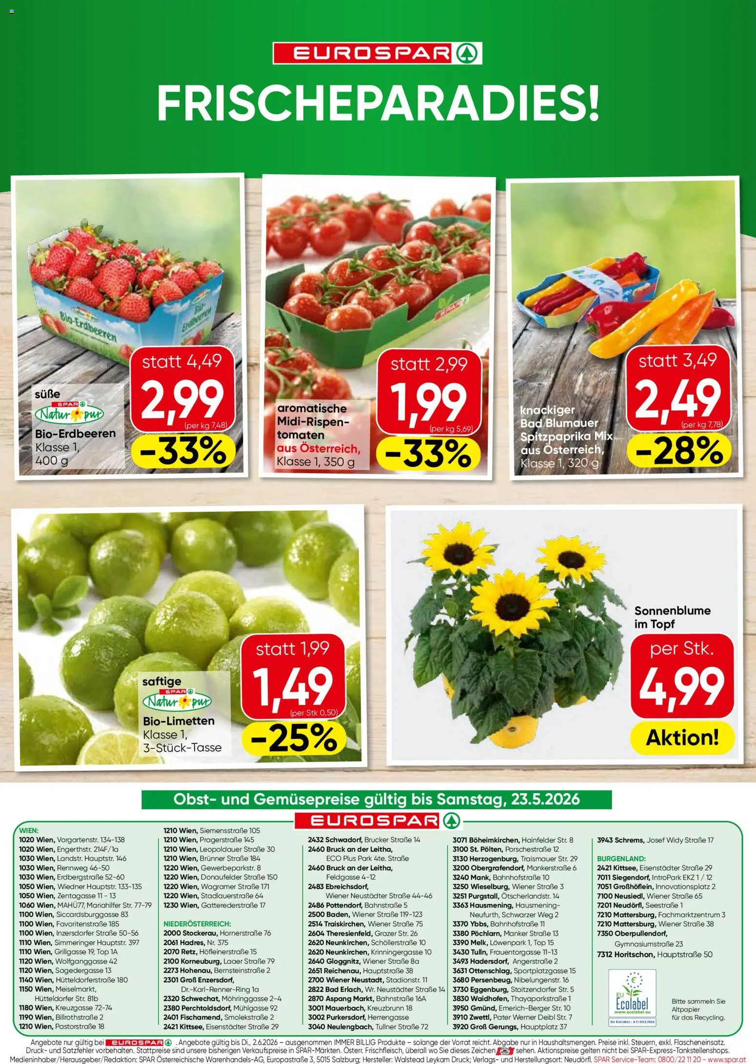 Eurospar Flugblatt gültig ab 21.05.2026 | Seite: 16 | Produkte: Obst, Bad, Tomaten