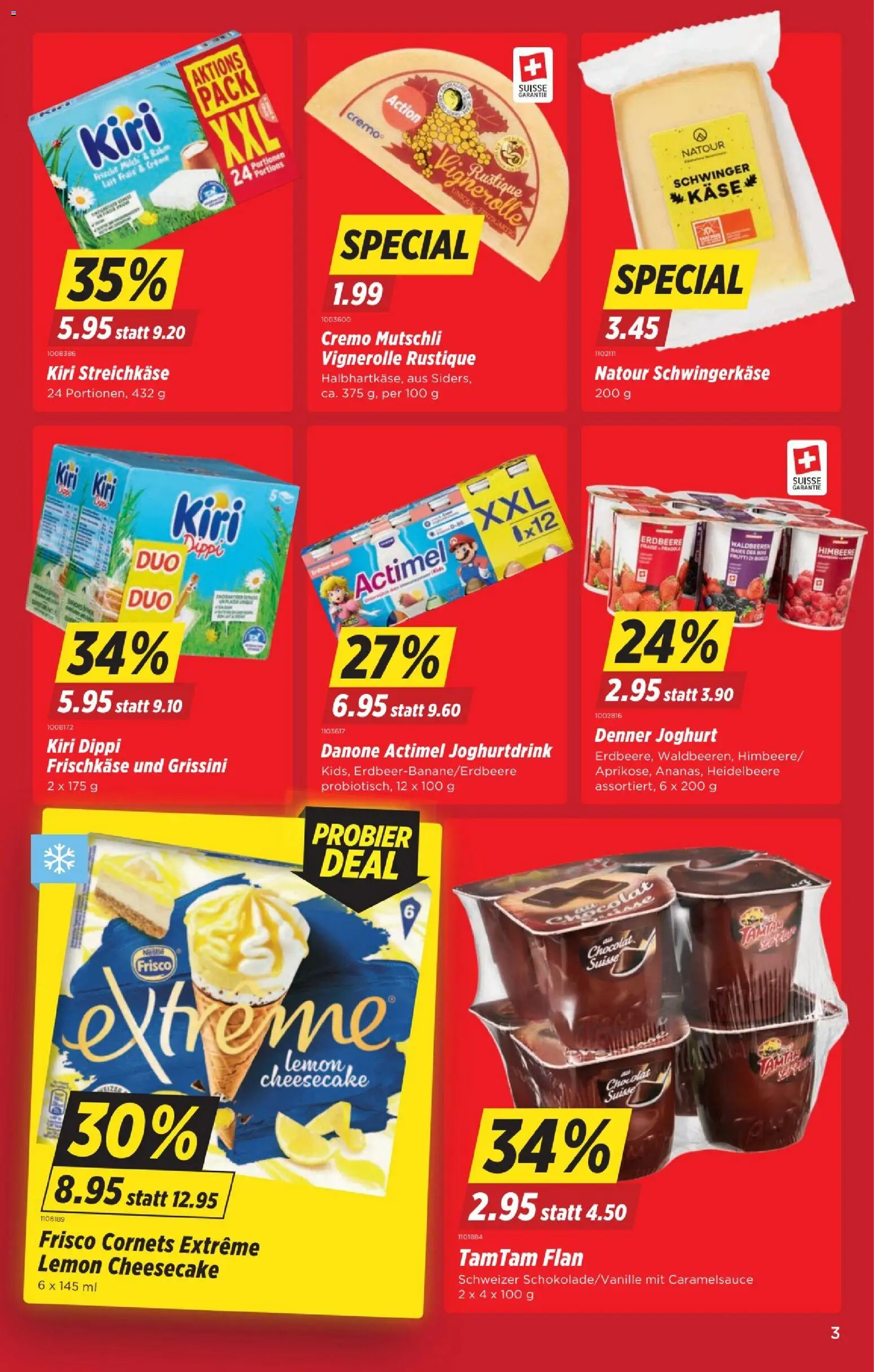 Denner aktionen – gültig ab 06.08.2026 | Seite: 3 | Produkte: Actimel, Frischkäse, Streichkäse, Joghurt