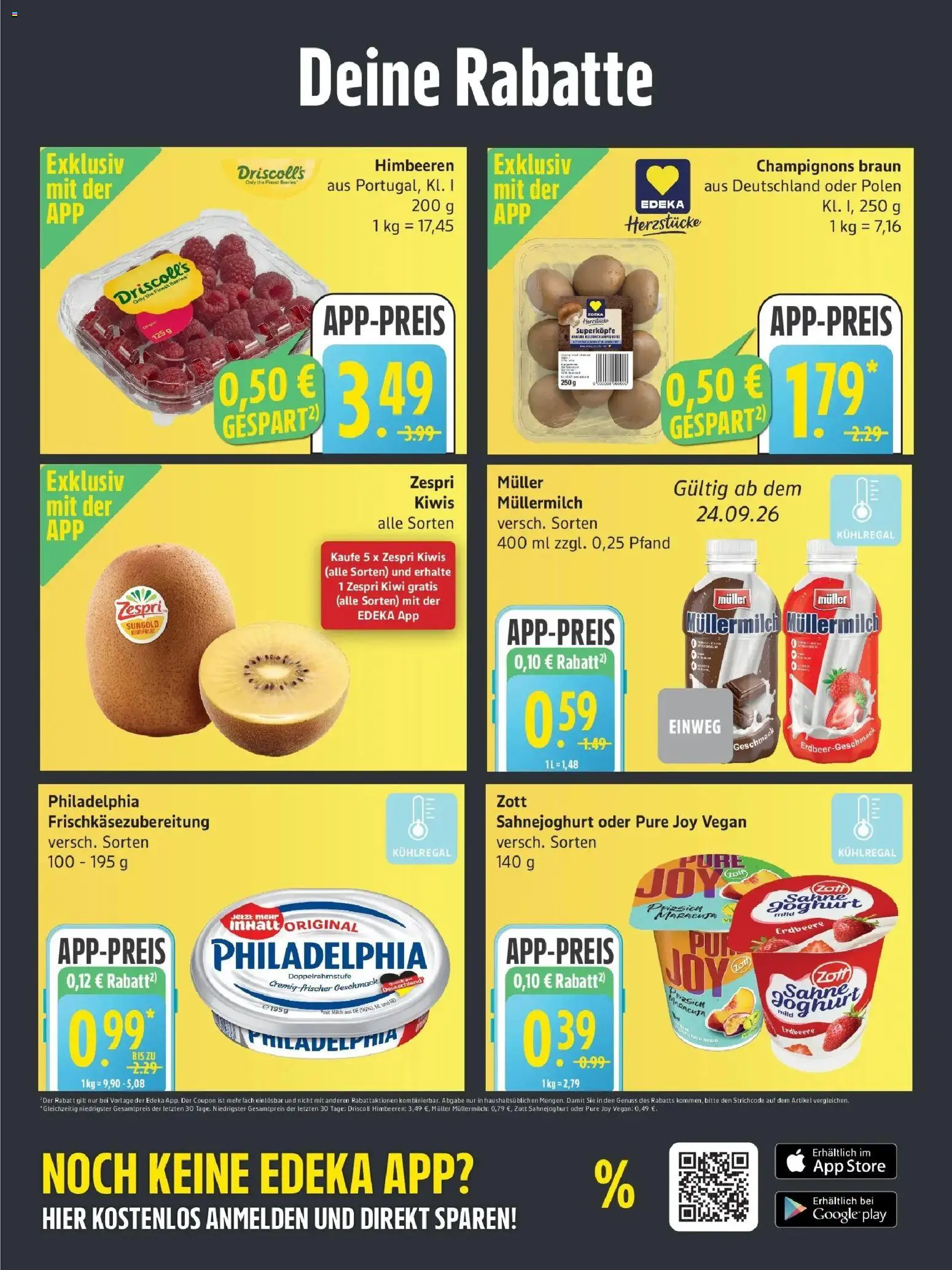 Edeka Prospekt Hamburg (ab 21.09.2026) » Angebote Online | Seite: 2 | Produkte: Himbeeren, Milch, Philadelphia, Champignons