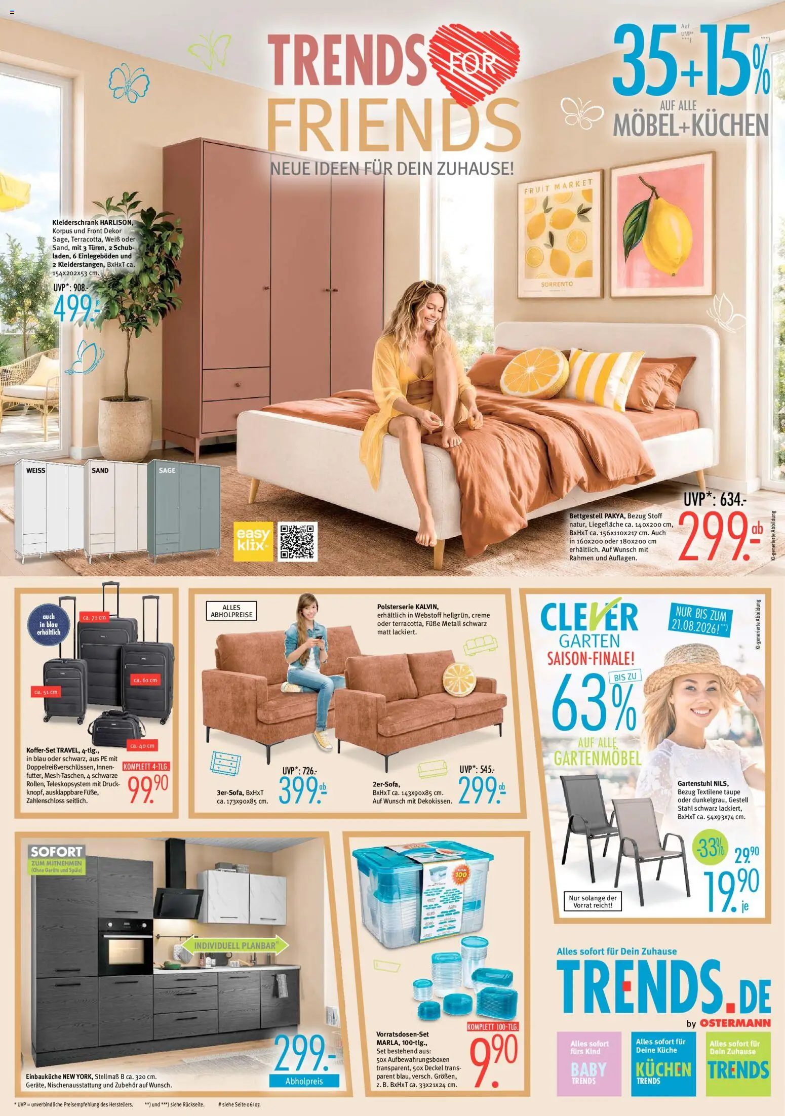 Trends Prospekt – gültig ab 08.08.2026 | Seite: 1 | Produkte: Gartenmöbel, Küche, Creme, Kuchen