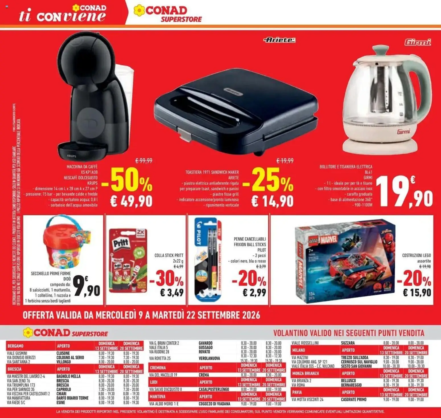 Volantino Conad dal 09/09/2026 > Anteprima | Pagina: 20 | Prodotti: Macchina da caffe, Tè, Acqua, Nescafé