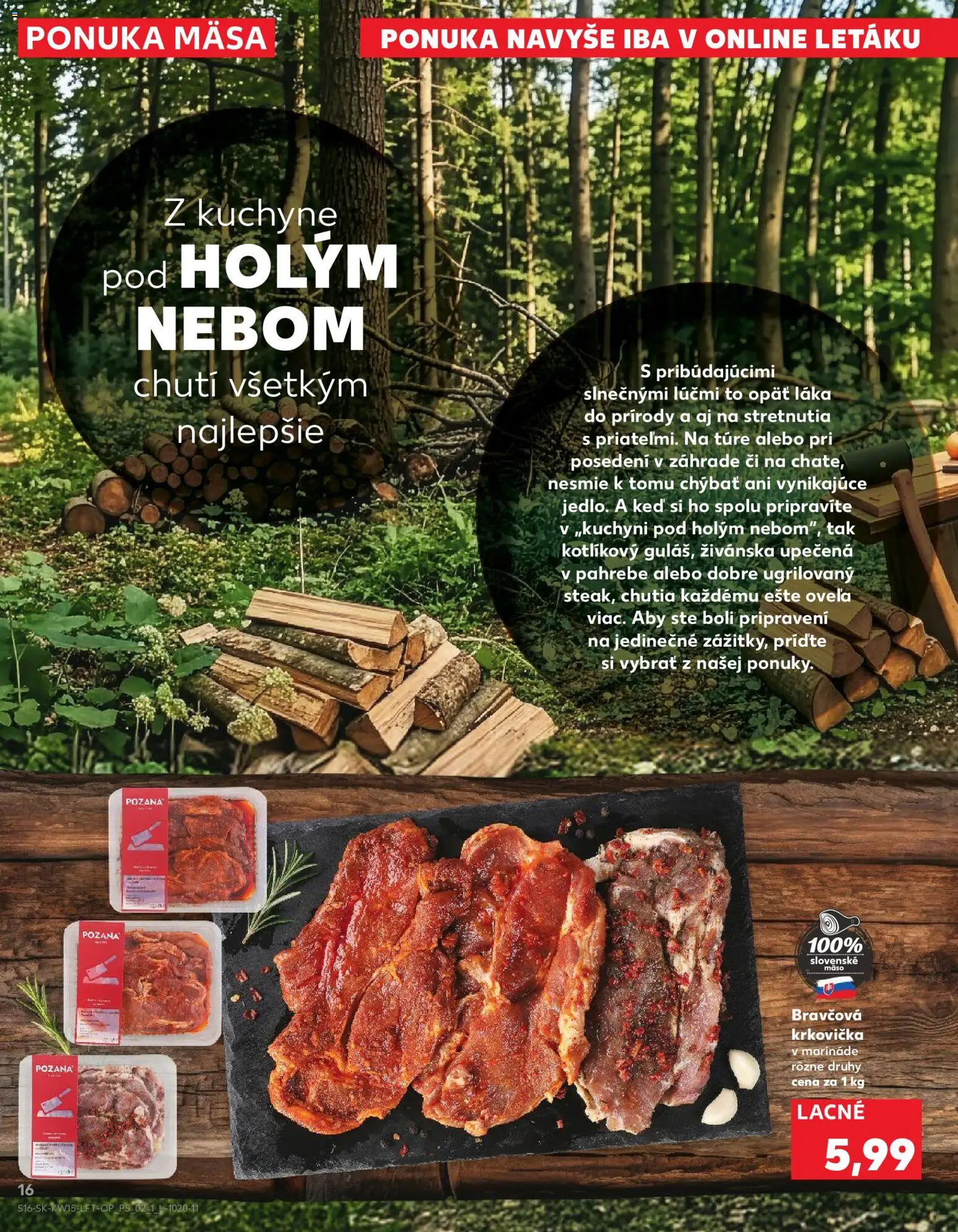 Nové Kaufland akcie – leták je platný od 09.04.2026 | Strana: 16 | Produkty: Bravčová krkovička, Mäso, Kuchyne, Krkovička