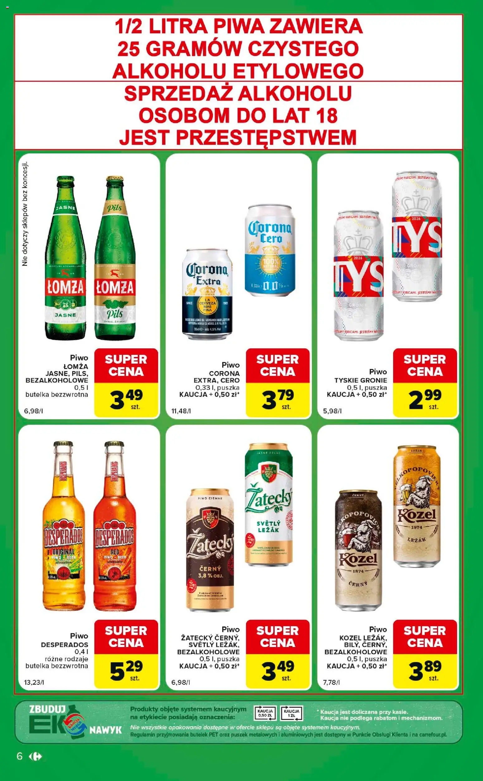 Carrefour gazetka - Express od 18.08.2026 | Strona: 6 | Produkty: Leżak, Piwo Desperados, Tyskie, Piwo