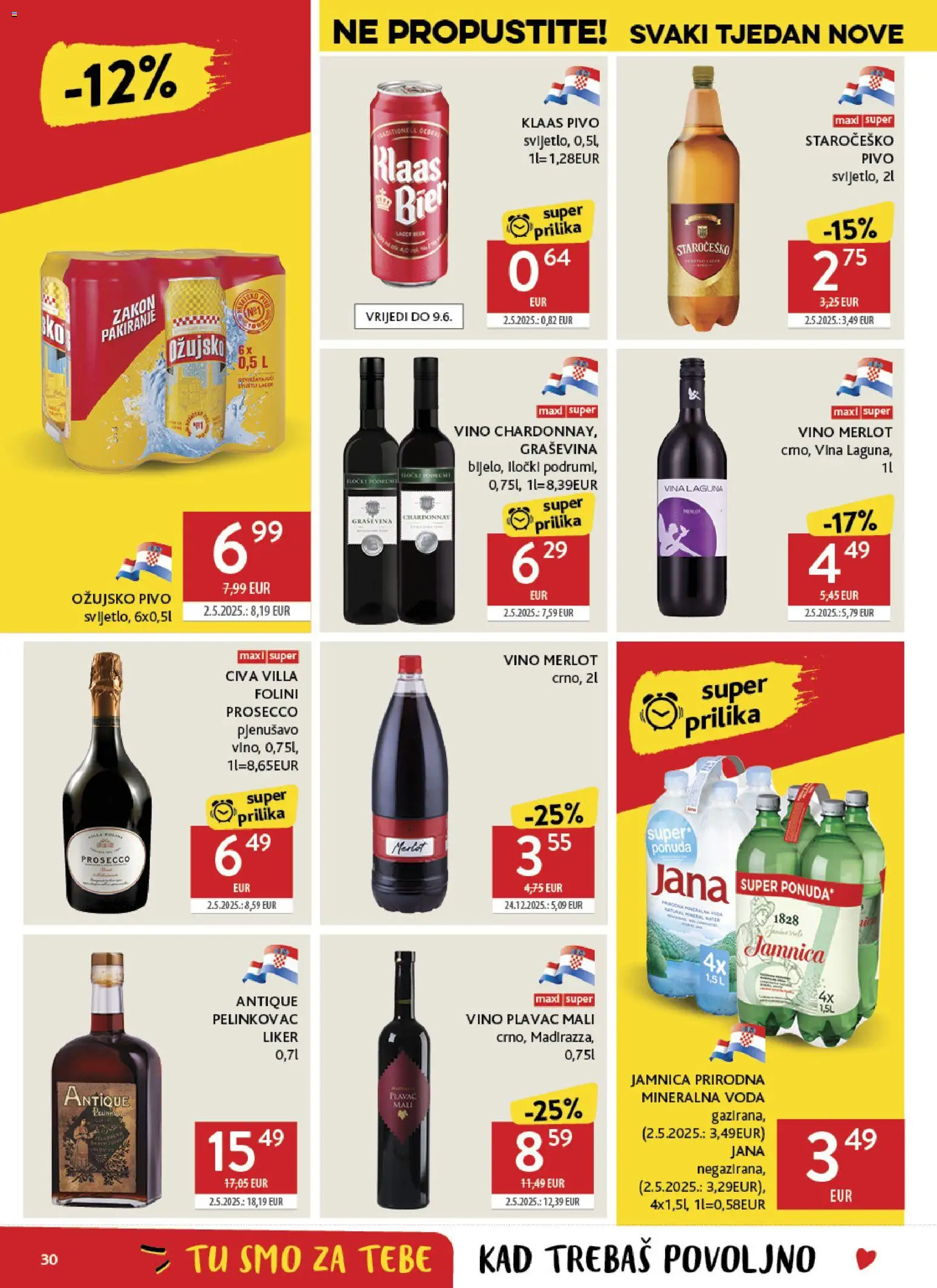 Konzum katalog | vrijedi od 27.05.2026 | Stranica: 30 | Proizvodi: Mineralna voda, Prosecco, Pivo, Jamnica