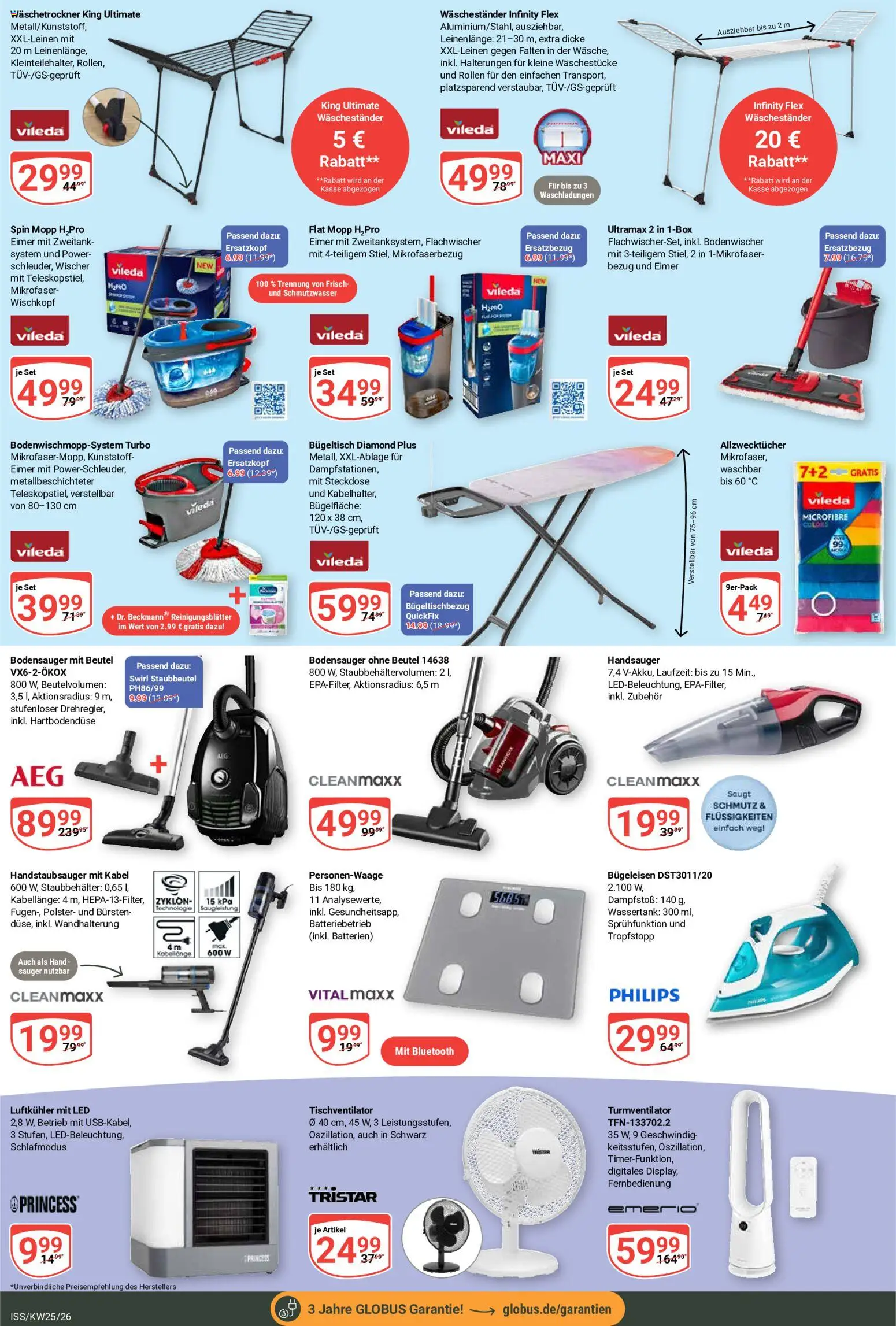 Globus Prospekt – gültig ab 15.06.2026 | Seite: 25 | Produkte: Bügeleisen, Steckdose, Personenwaage, Waschestander