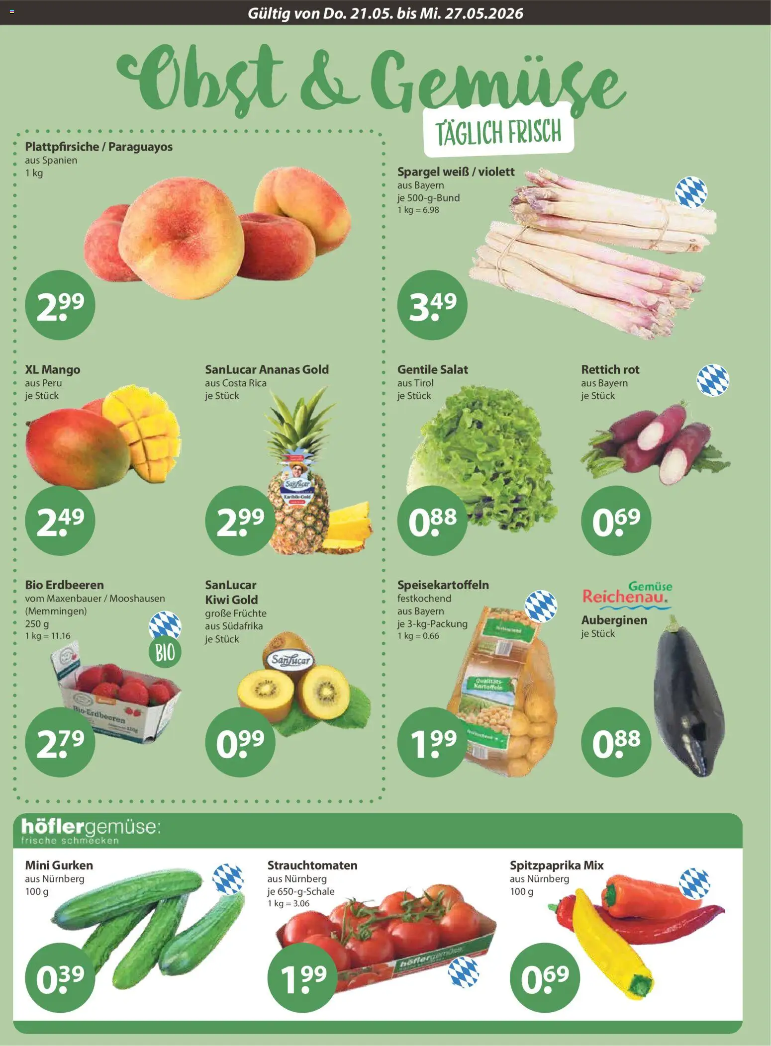 V-Markt Schwaben / Oberbayern – gültig ab 21.05.2026 | Seite: 4 | Produkte: Obst, Mango, Kiwi, Gurken