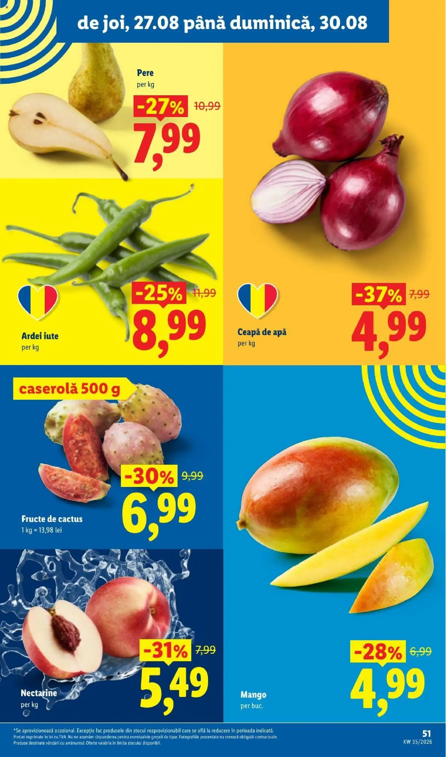 Noul catalog Lidl – valabil de la 24.08.2026 | Pagină: 51 | Produse: Ceapă, Pere, Apă, Fructe