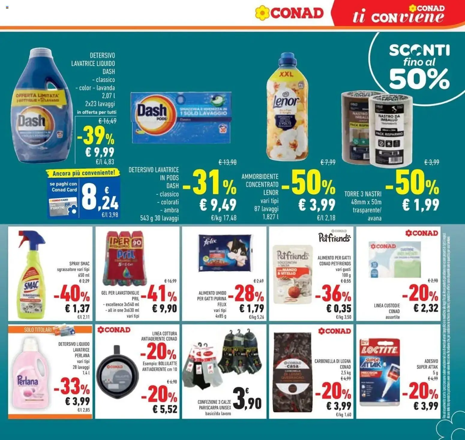 Volantino Conad del 29/07/2026 | Pagina: 27 | Prodotti: Detergente, Lavatrice, Gel per lavastoviglie, Vitello