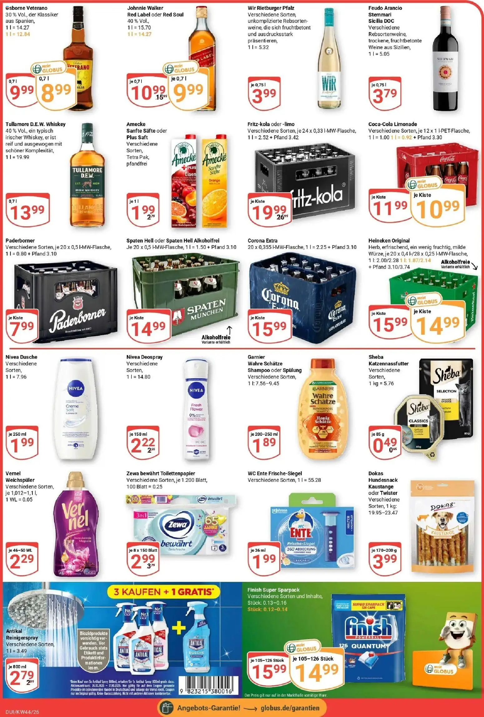 Globus Prospekt Duisburg (ab 26.10.2026) » Angebote online | Seite: 4 | Produkte: Dusche, Spülung, Weichspüler, Johnnie walker