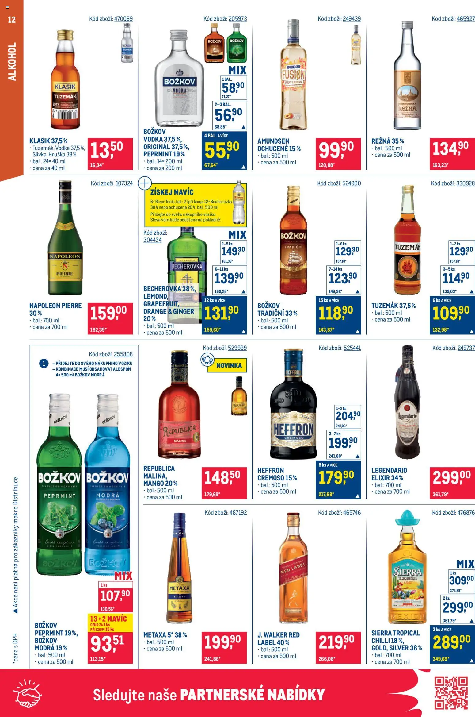 Makro leták - Maloobchod od 17.06.2026 | Strana: 12 | Produkty: Božkov Republica, Red Label, Metaxa, Becherovka