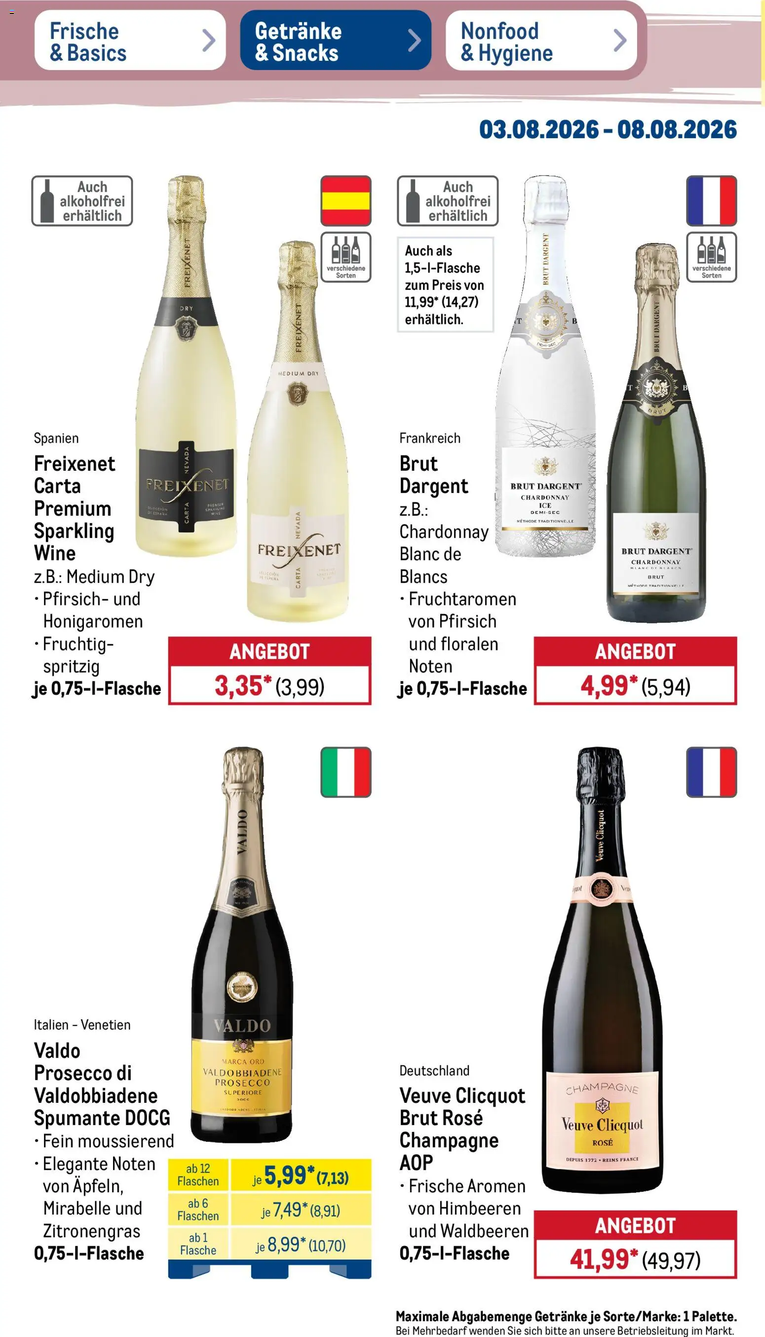 Metro Non Food & Hygiene – gültig ab 03.08.2026 | Seite: 27 | Produkte: Himbeeren, Zitronengras, Freixenet, Pfirsich