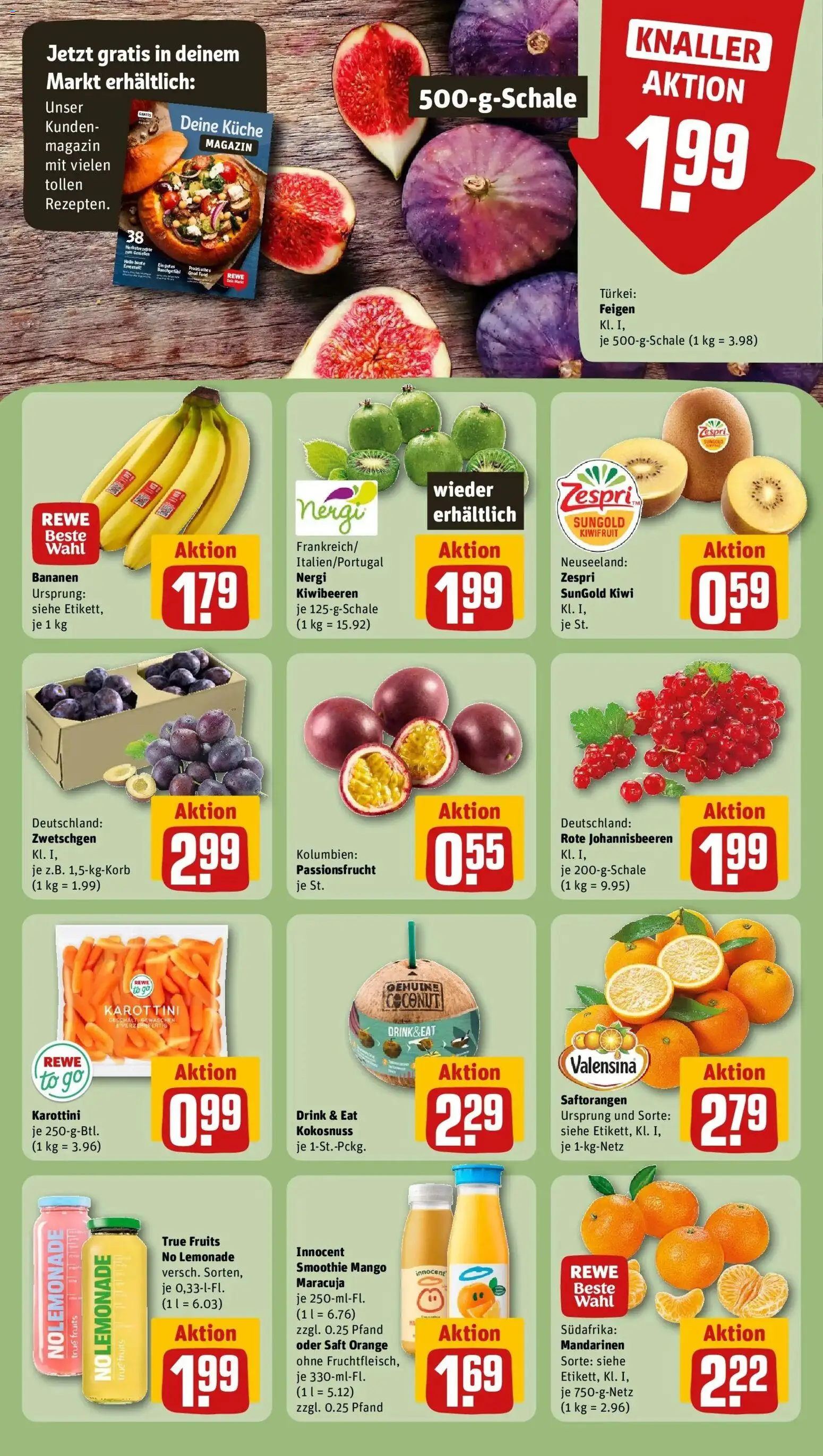 REWE Prospekt ab 07.09.2026 zum Blättern » Angebote | Seite: 6 | Produkte: Bananen, Zwetschgen, Valensina, Feigen