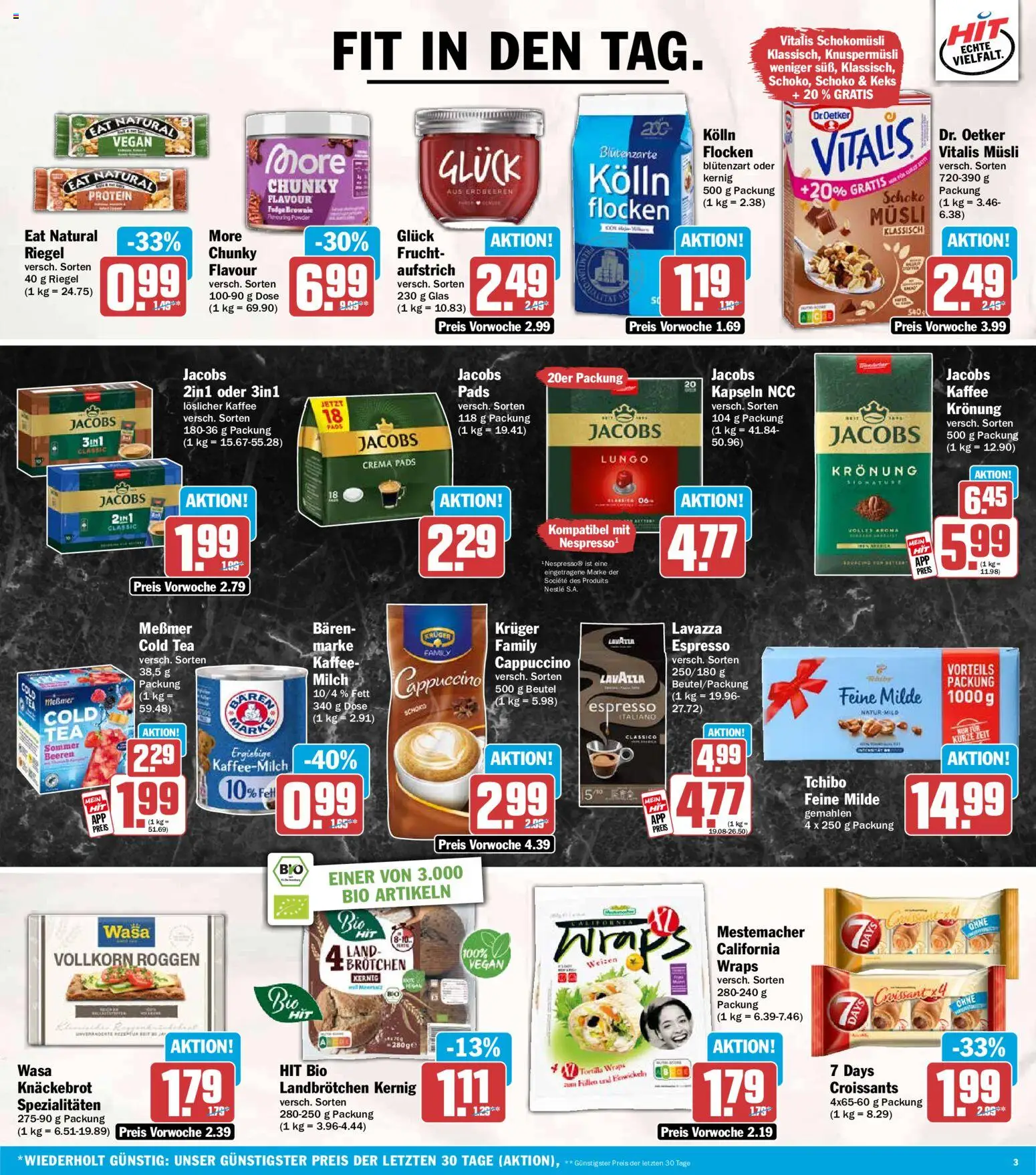 HIT Prospekt – gültig ab 10.08.2026 | Seite: 3 | Produkte: Lavazza, Kolln, Messmer, Croissant
