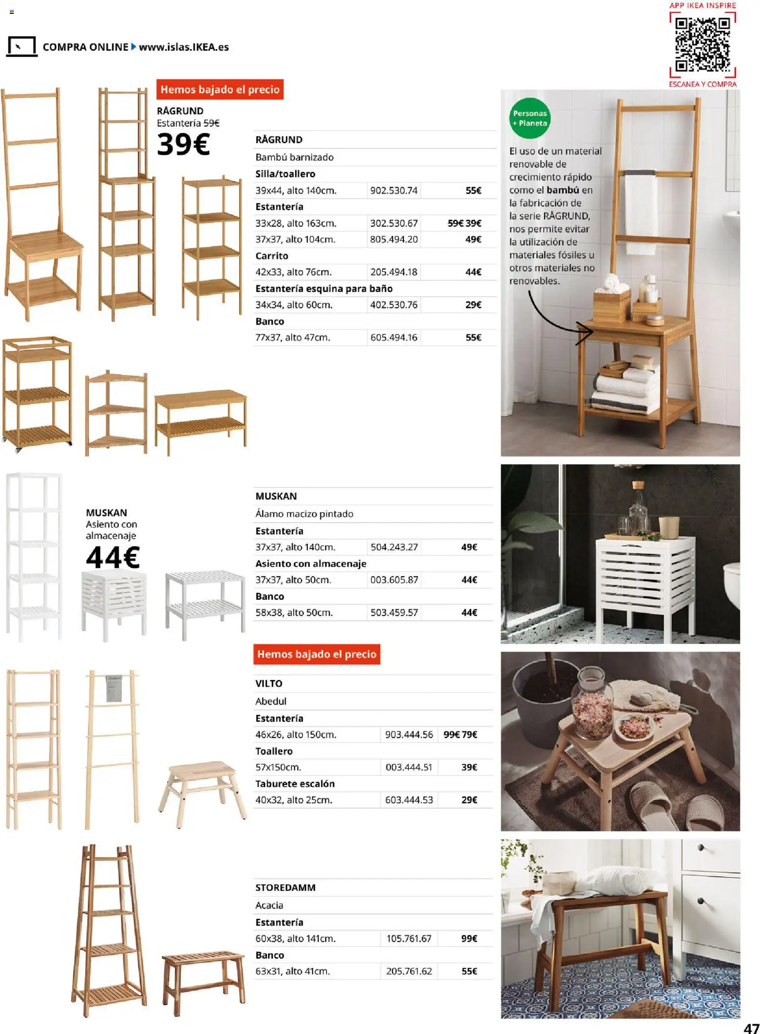 Catálogo IKEA Baños │ válido desde el 01/02/2026 | Página: 47 | Productos: Taburete, Toallero, Almacenaje, Baño