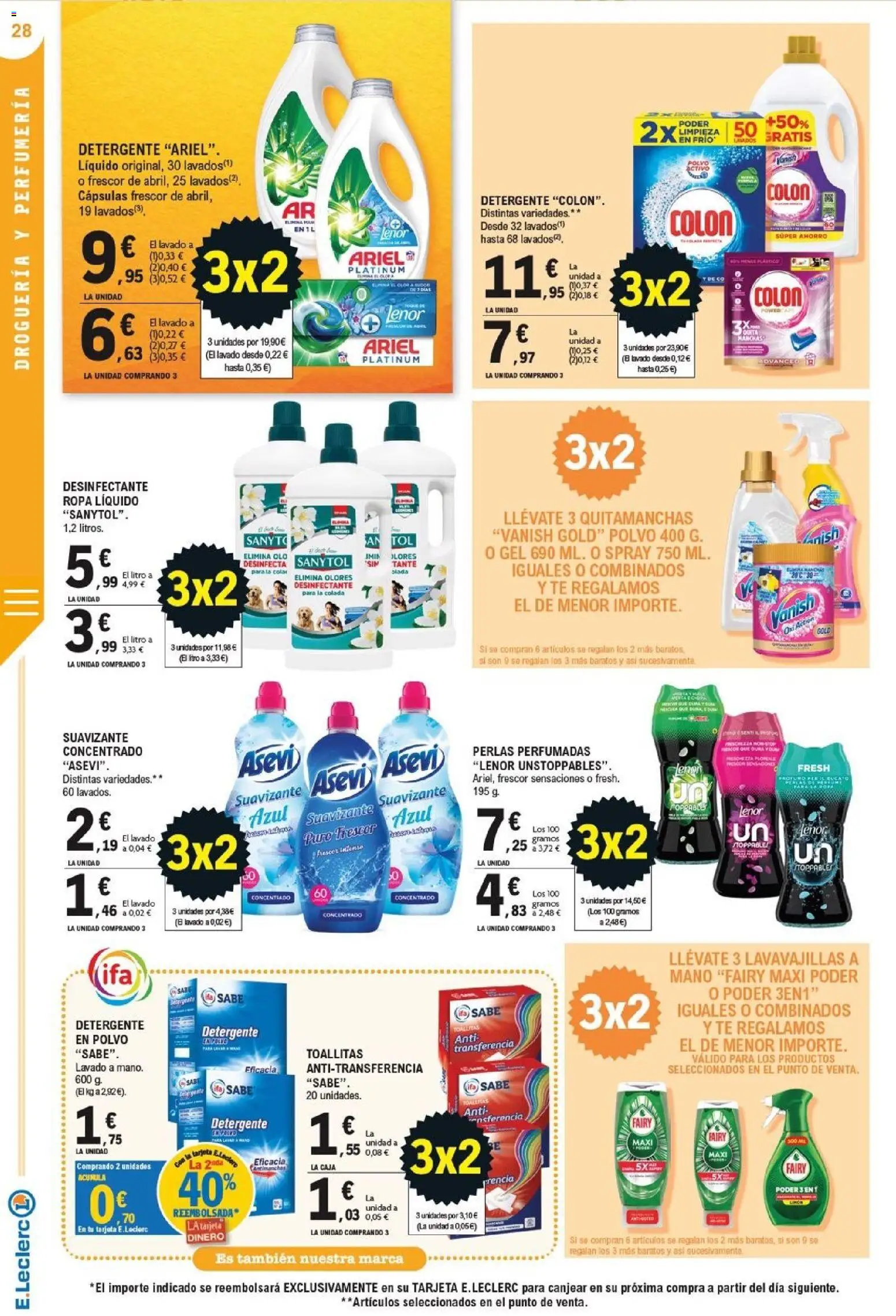 E.Leclerc - Soria │ válido desde el 21/10/2026 | Página: 28 | Productos: Quitamanchas, Detergente, Té, Suavizante