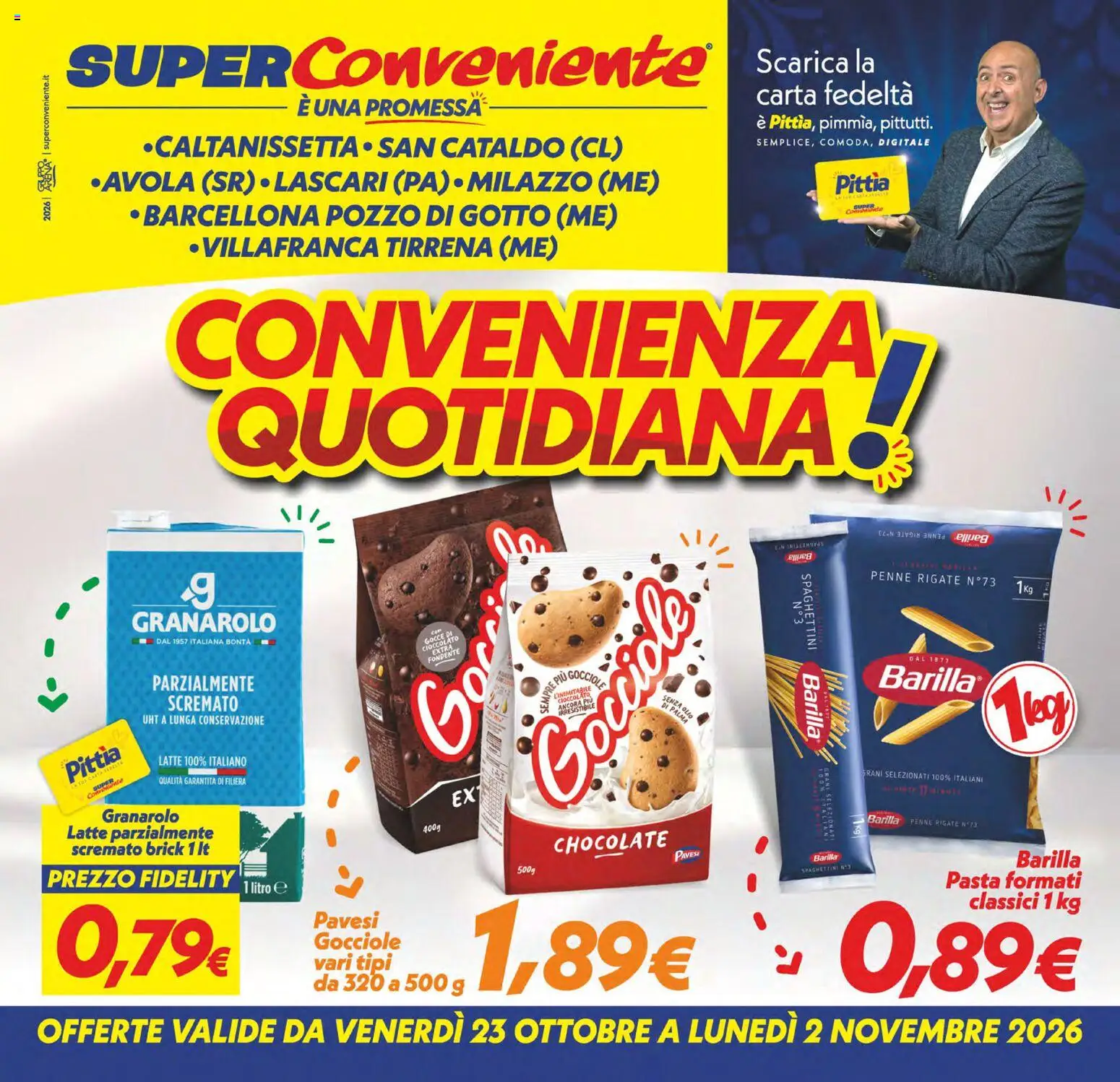 Volantino SuperConveniente del 23/10/2026 | Pagina: 1 | Prodotti: Latte, Pasta, Barilla, Penne