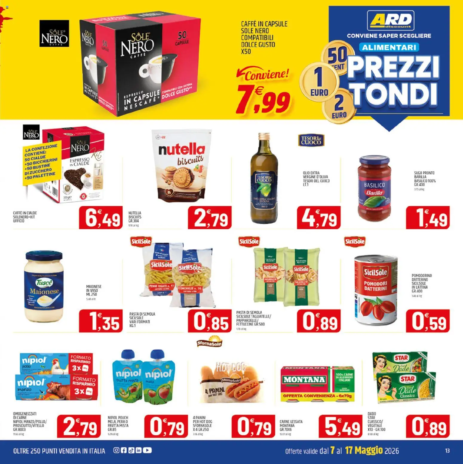 Volantino ARD Discount del 07.05.2026 | Pagina: 13 | Prodotti: Maionese, Zucchero, Pomodori, Pera