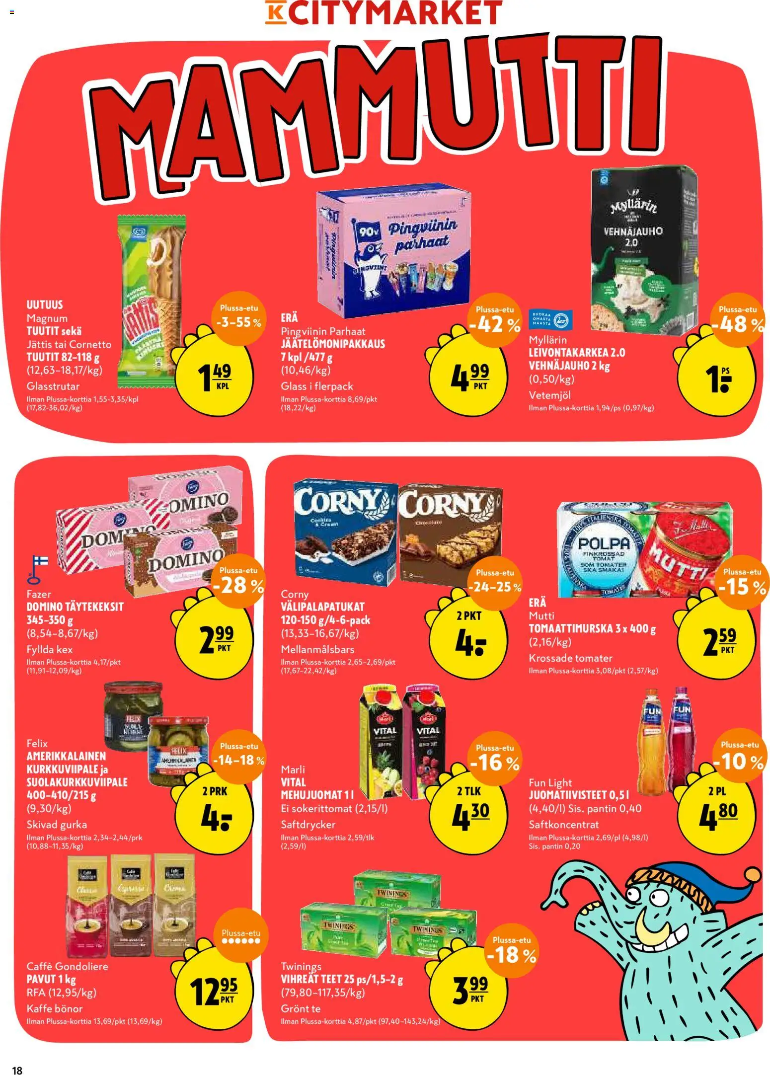 K-Citymarket tarjoukset – voimassa 13.05.2026 alkaen | Sivu: 18 | Tuotteet: Vehnäjauho, Pavut