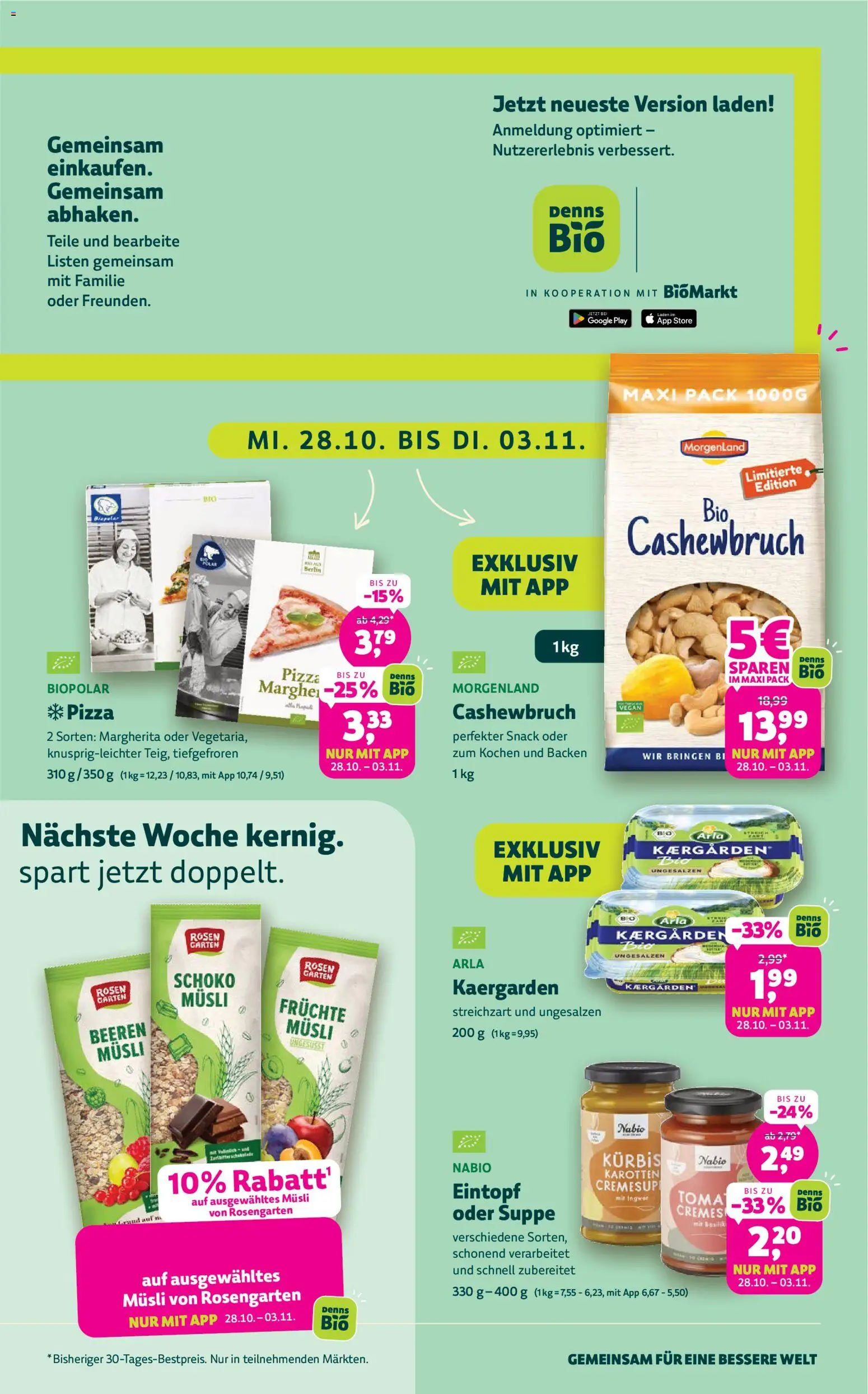 BioMarkt Prospekt – gültig ab 21.10.2026 | Seite: 3 | Produkte: Musli, Kürbis, Pizza