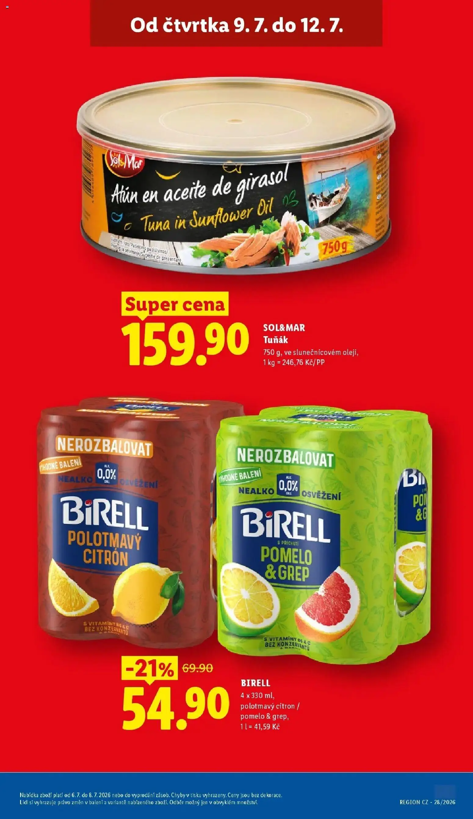 Lidl aktuální leták od 09.07.2026 | Strana: 5 | Produkty: Tuňák, Birell, Vitamíny, Citron