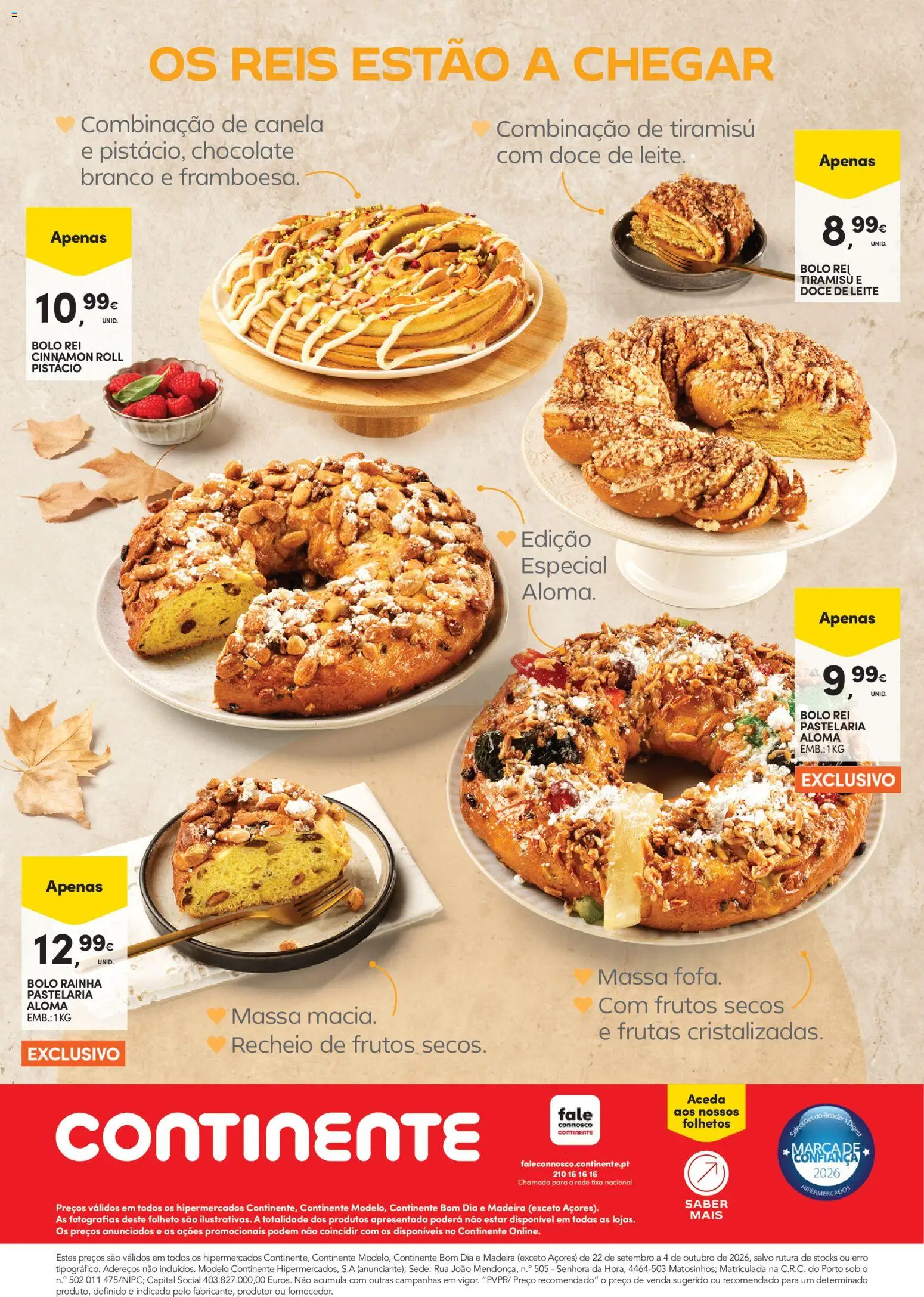 Continente A frescura de outono │ válido de 22/09/2026 | Página: 24 | Produtos: Bolo, Tiramisù, Canela, Leite