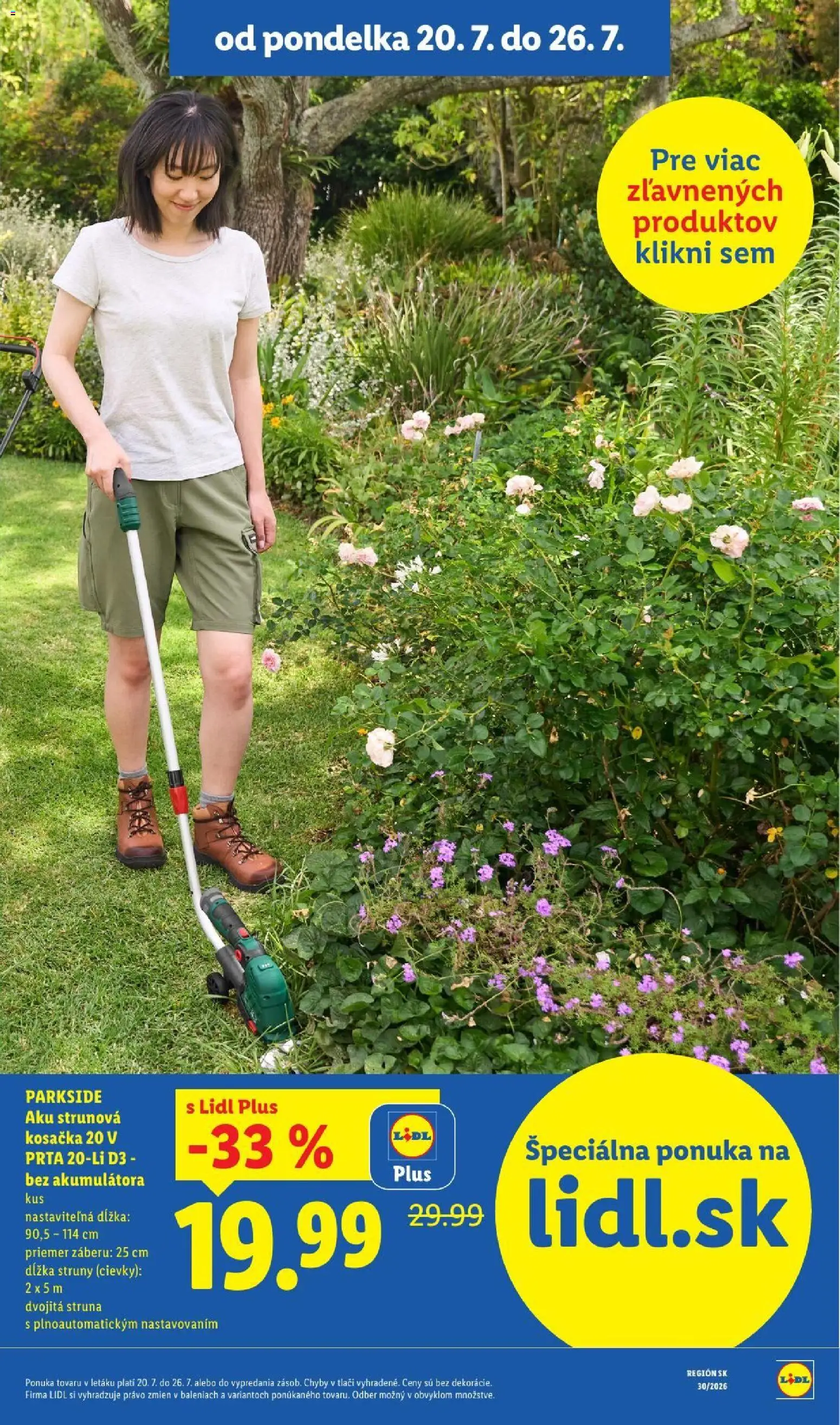 Nové Lidl akcie – leták je platný od 20.07.2026 | Strana: 7 | Produkty: Kosačka, Aku, Parkside, Parkside aku