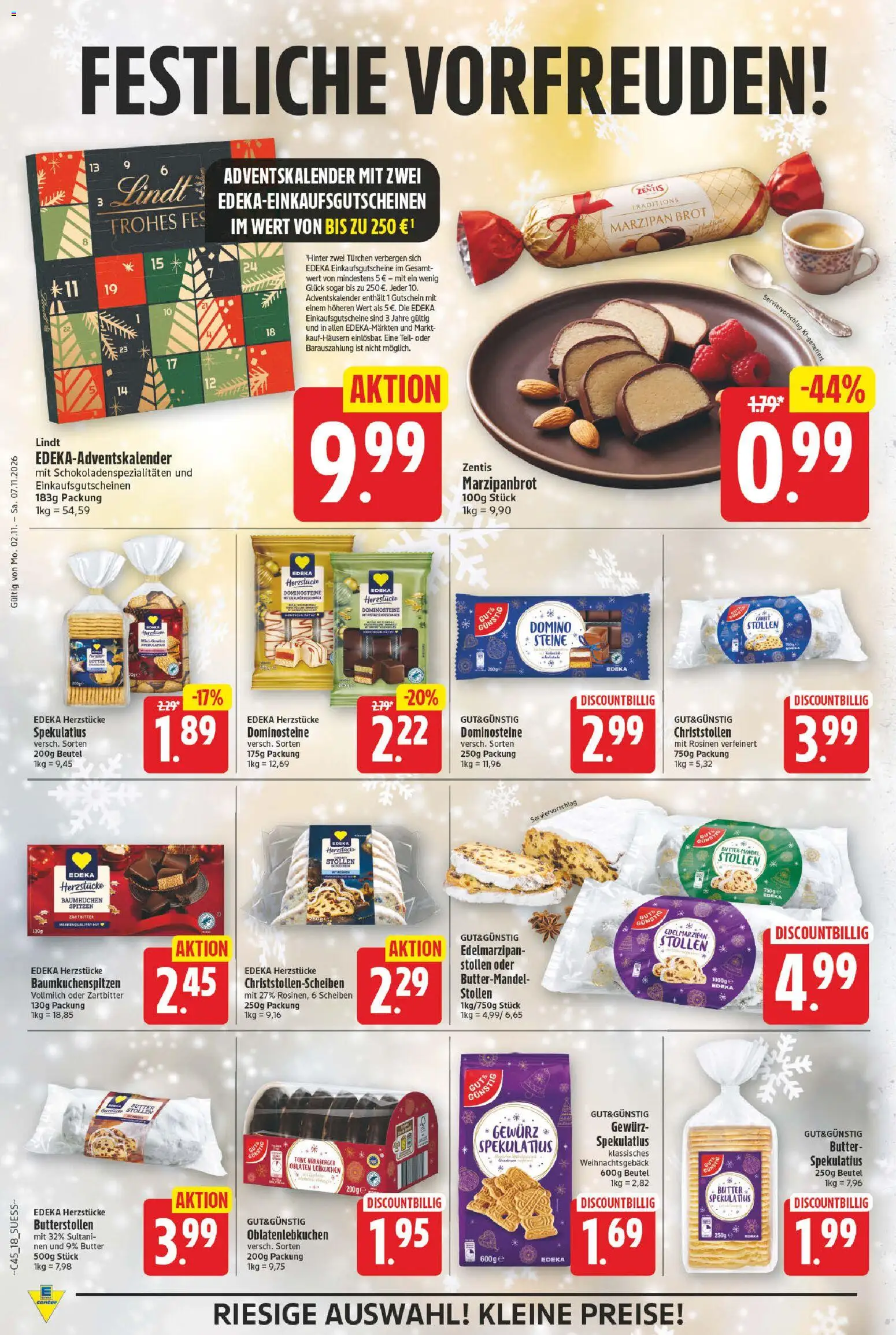 E center Prospekt – gültig ab 02.11.2026 | Seite: 18 | Produkte: Butter, Rosinen, Brot, Lindt