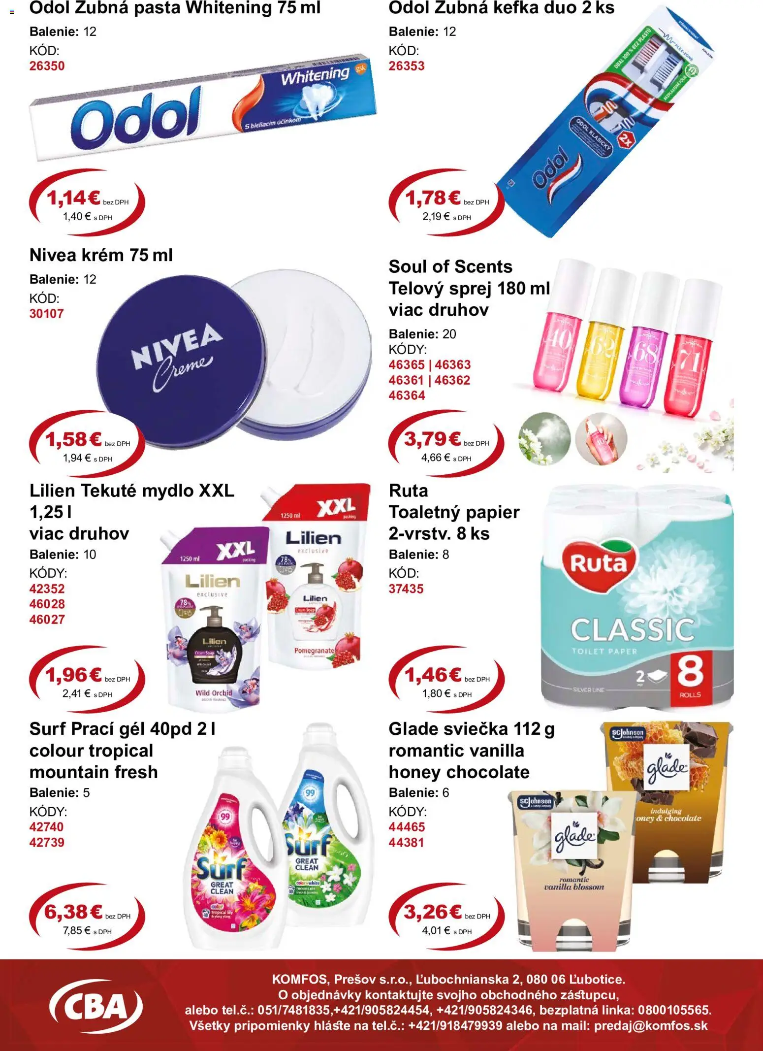 Nové CBA Komfos akcie – leták je platný od 18.09.2026 | Strana: 12 | Produkty: Zubná kefka, Mydlo, Krém