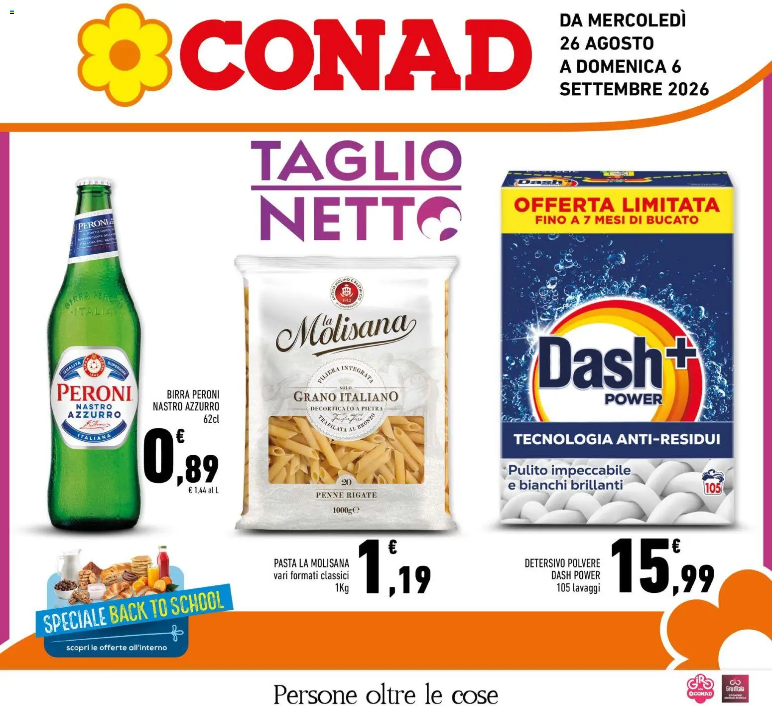 Volantino Conad del 26/08/2026 | Pagina: 1 | Prodotti: La Molisana, Taglio, Pasta, Penne