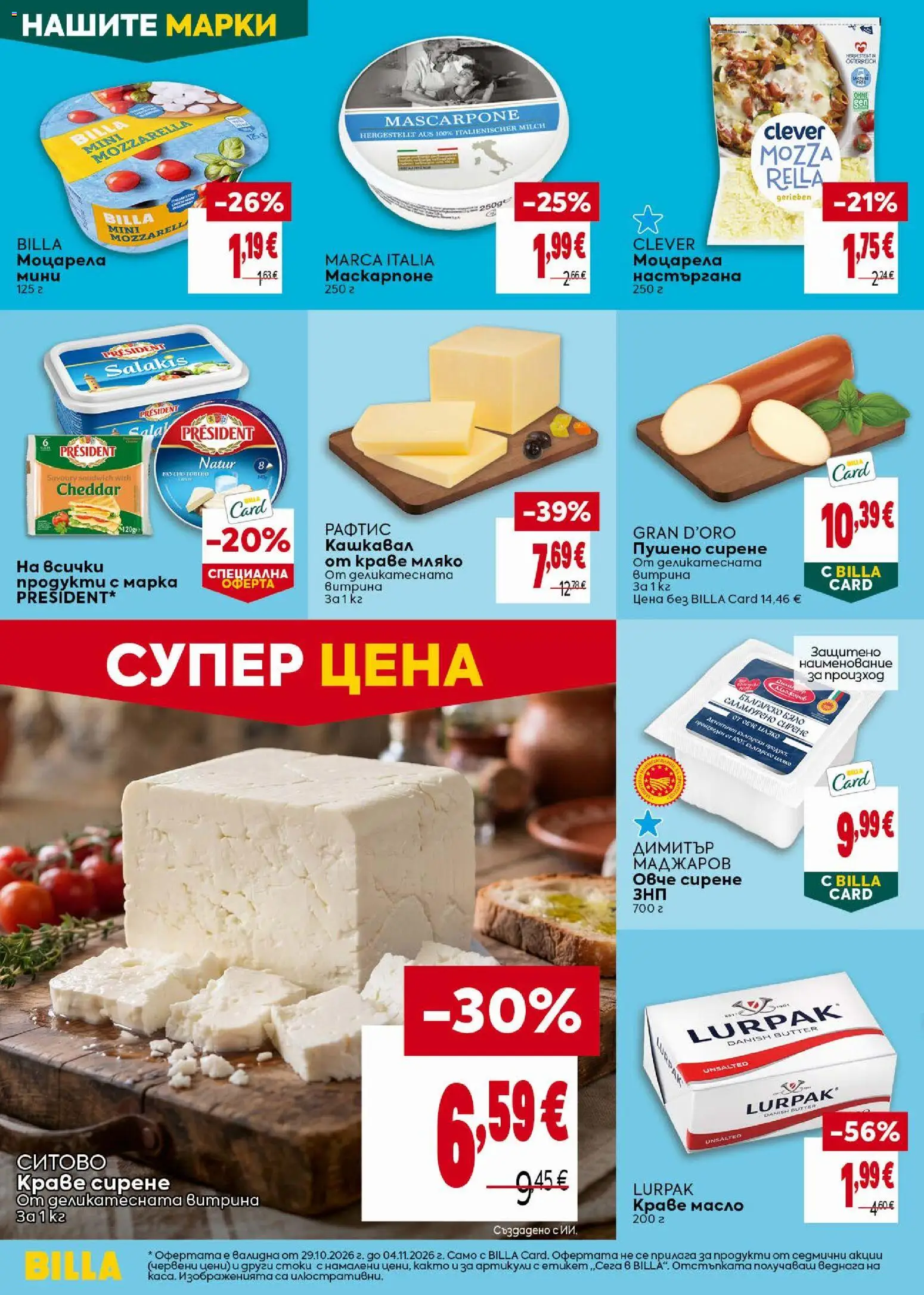 {H1} | Страница: 22 | Продукти: Краве, Сирене продукти, Моцарела, Кашкавал