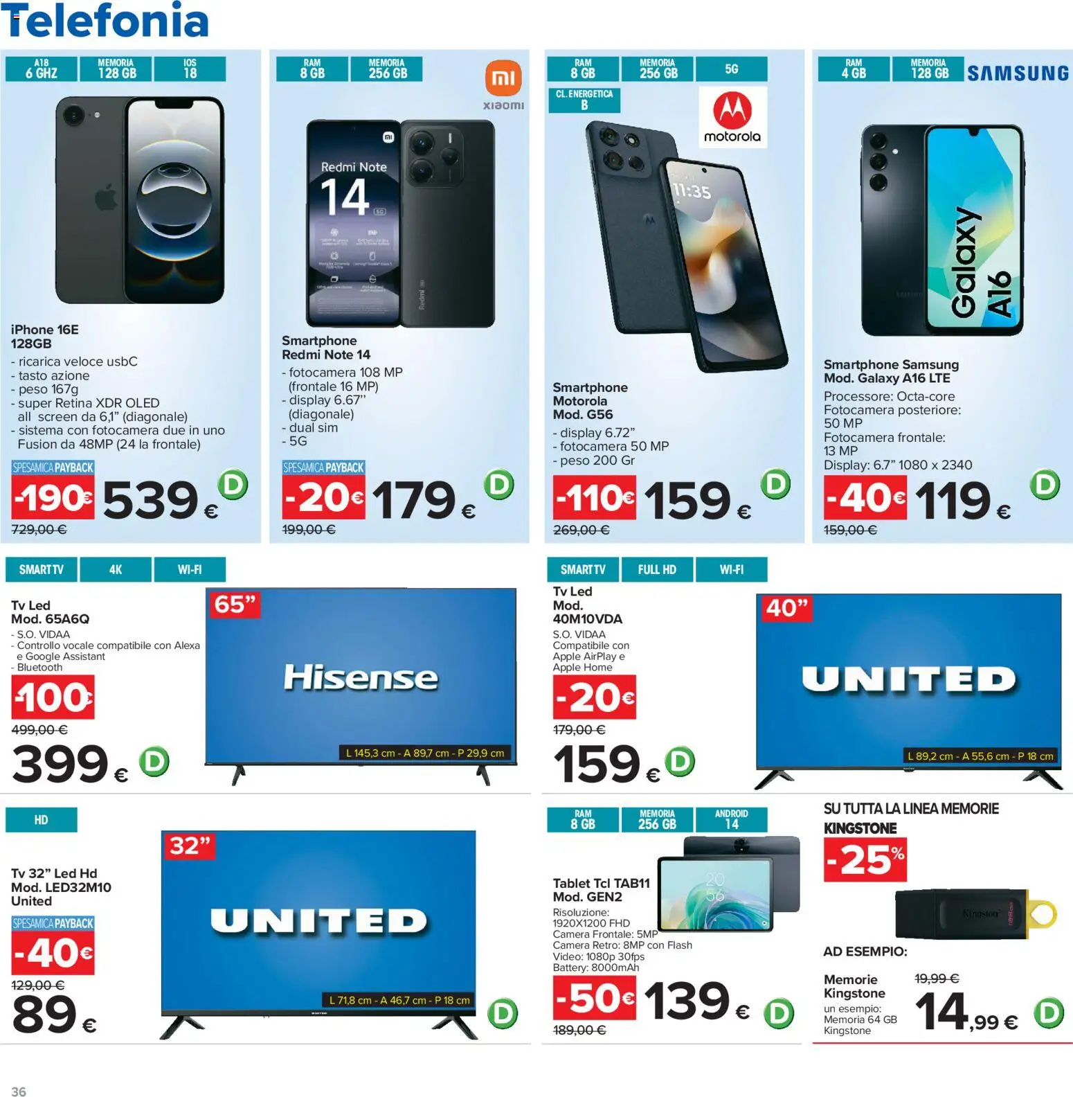 Volantino Carrefour del 06/08/2026 | Pagina: 36 | Prodotti: Iphone, Tablet, TV, Samsung
