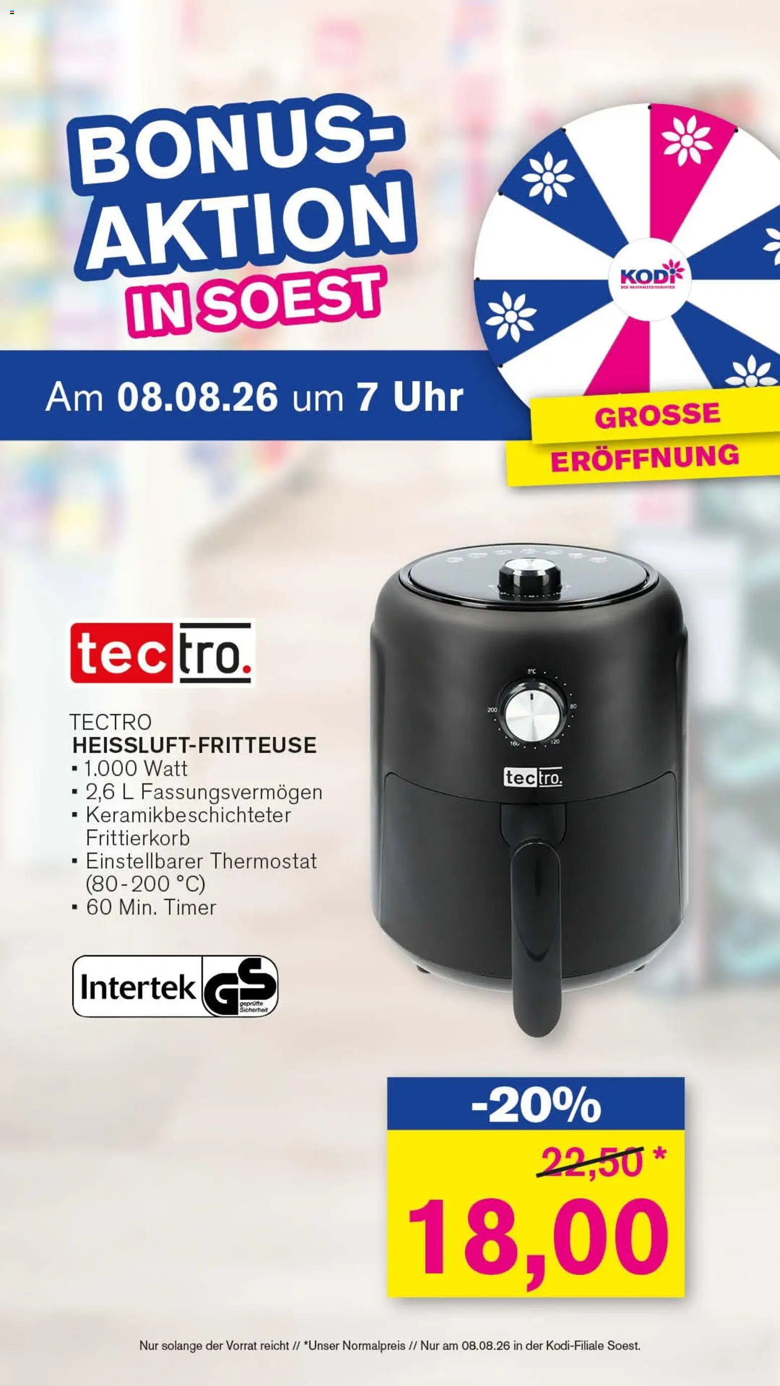 KODi Prospekt – gültig ab 08.08.2026 | Seite: 3 | Produkte: Heißluftfritteuse, Uhr