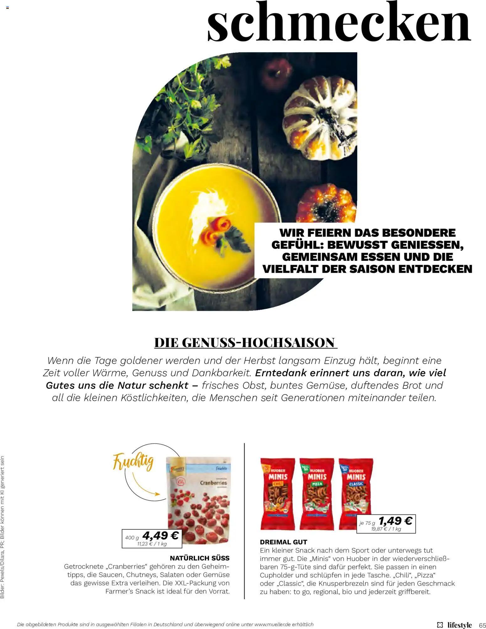 Müller Lifestyle – gültig ab 01.09.2026 | Seite: 65 | Produkte: Bilder, Gemüse, Brot, Pizza
