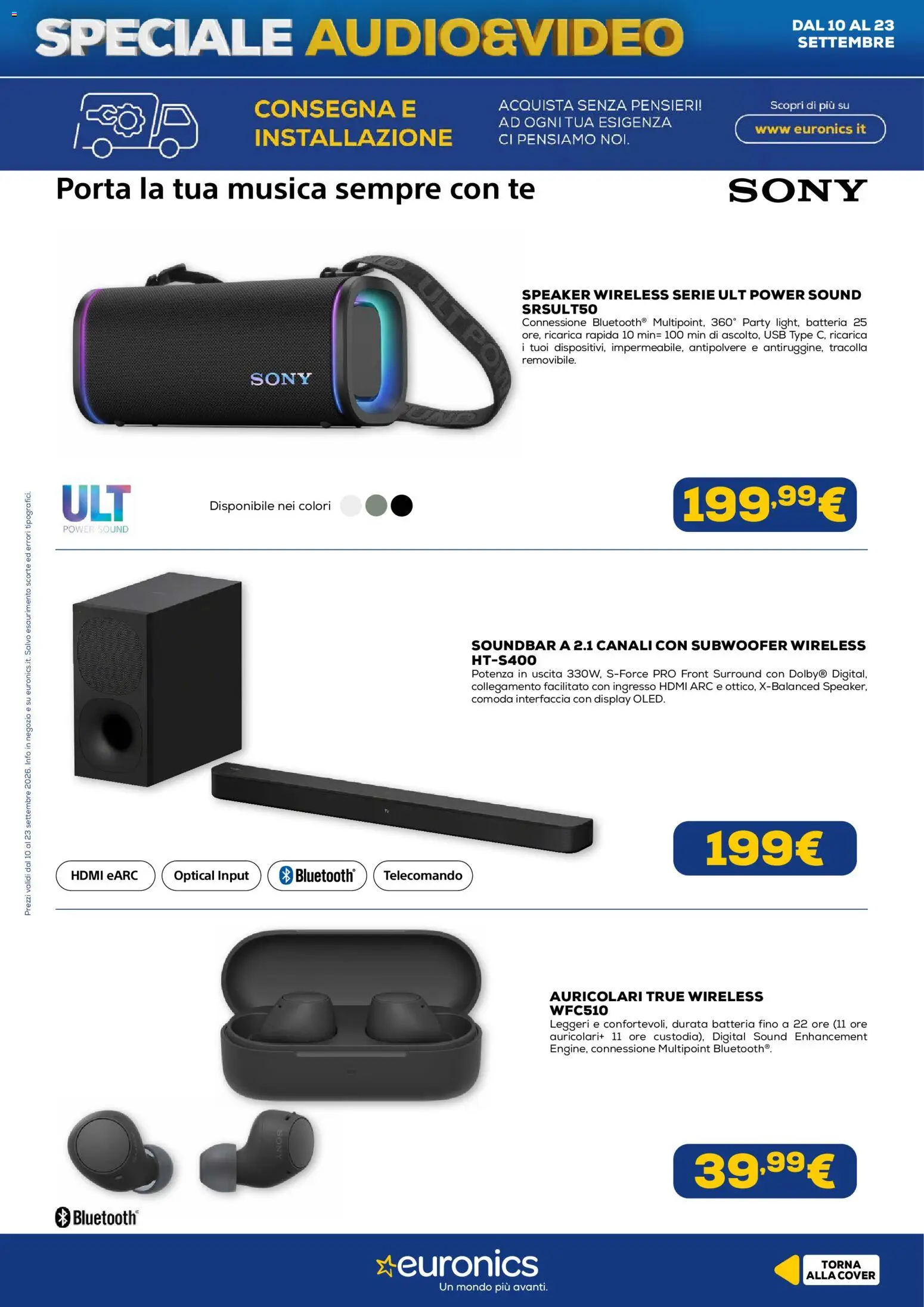 Volantino Euronics del 10/09/2026 | Pagina: 17 | Prodotti: Auricolari, Porta, Speaker, Batteria