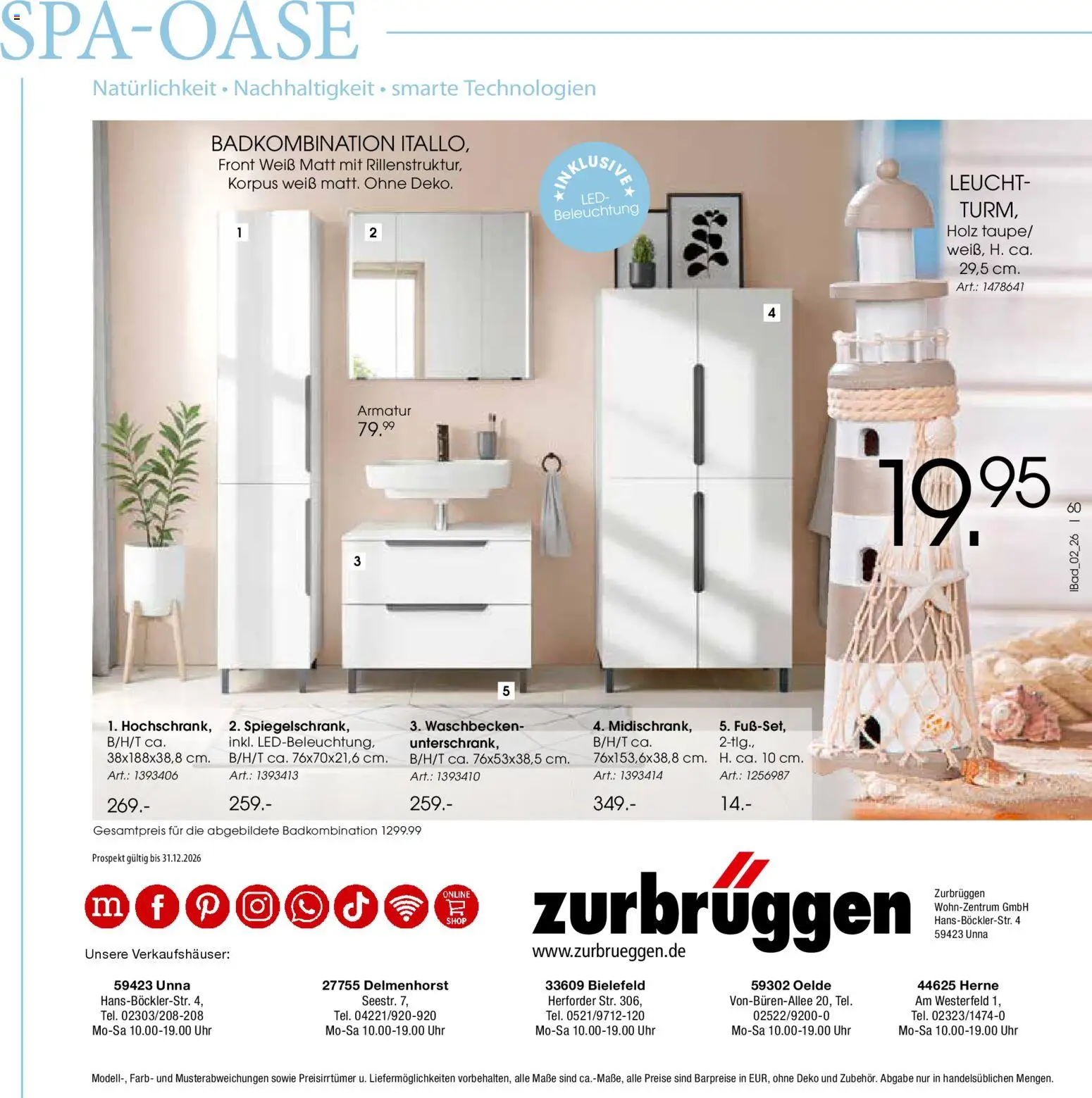 Zurbrüggen Bad Design Trends – gültig ab 23.03.2026 | Seite: 60 | Produkte: Waschbecken, Armatur, Uhr
