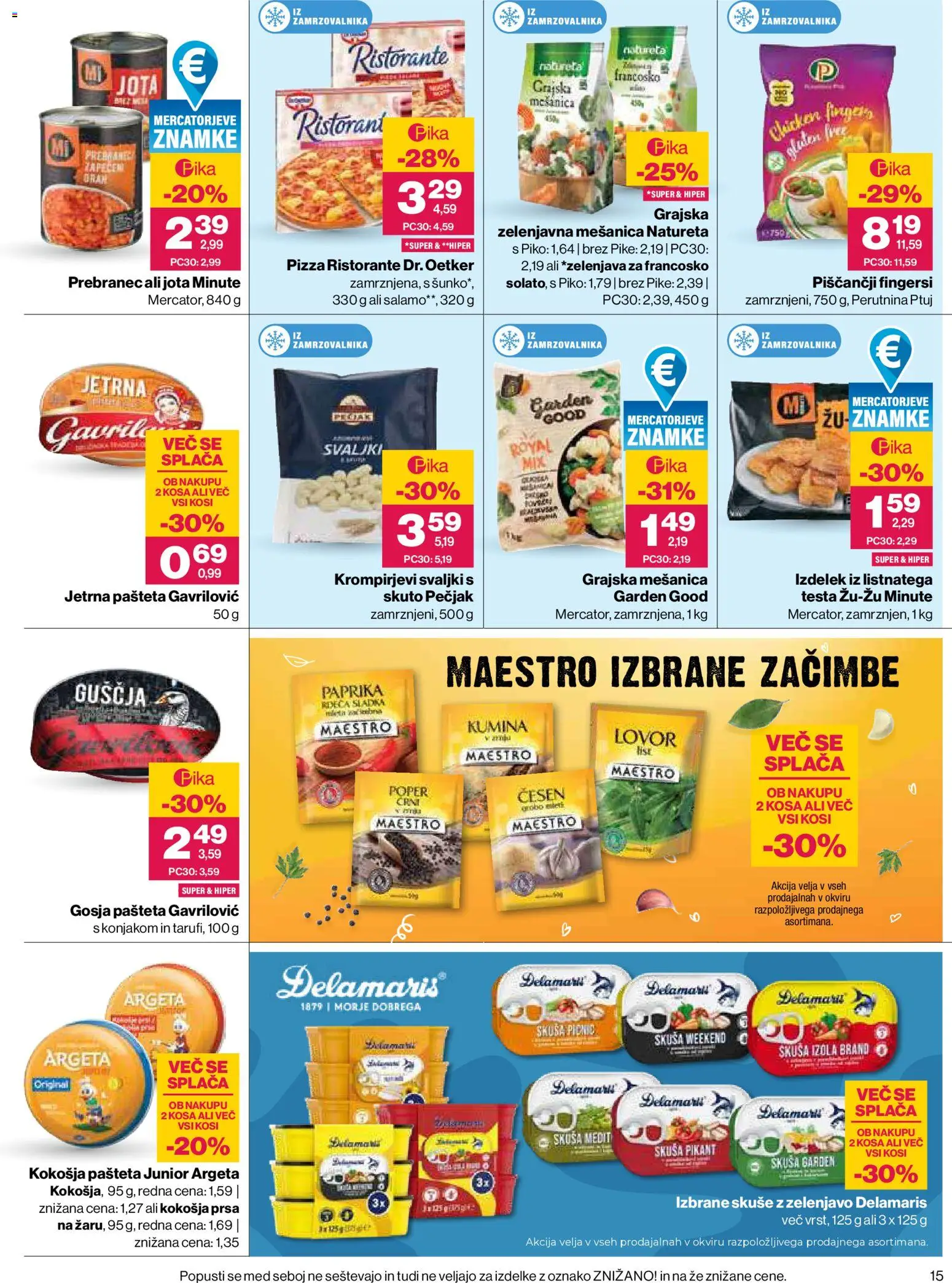 Novi Mercator katalog ponudbe – veljaven od 22.10.2026 | Stran: 15 | Izdelki: Zelenjavna mešanica, Paprika, Pašteta, Lovor