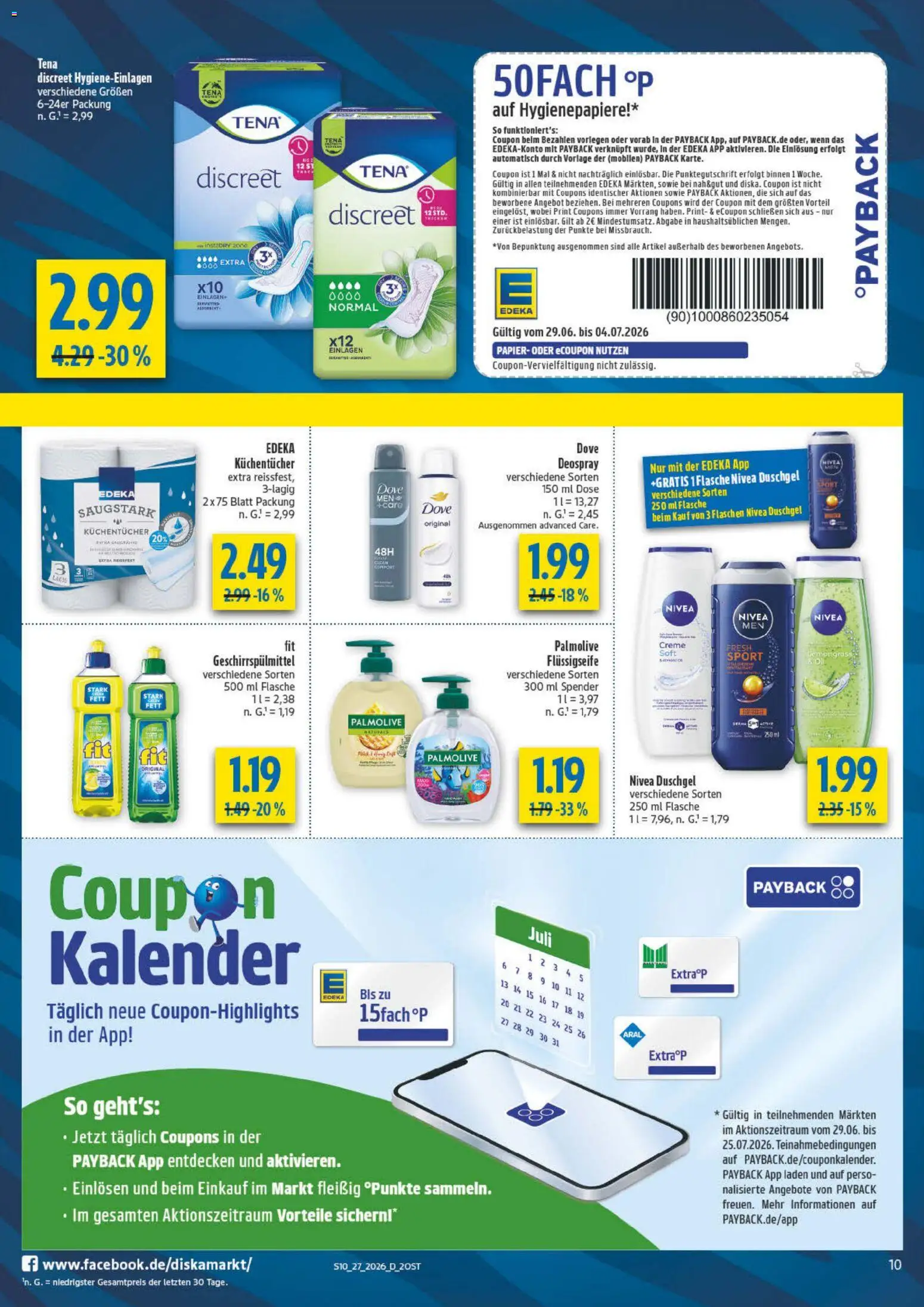 Diska Prospekt – gültig ab 29.06.2026 | Seite: 14 | Produkte: Creme, Duschgel, Geschirrspülmittel, Deospray