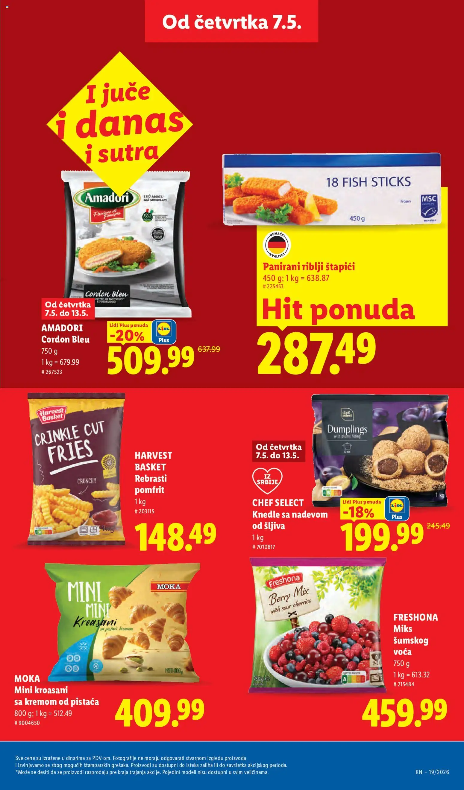 Lidl katalog - važi od 07.05.2026 | Strana: 25 | Proizvode: Riblji štapići, Pomfrit, Šljiva, Knedle