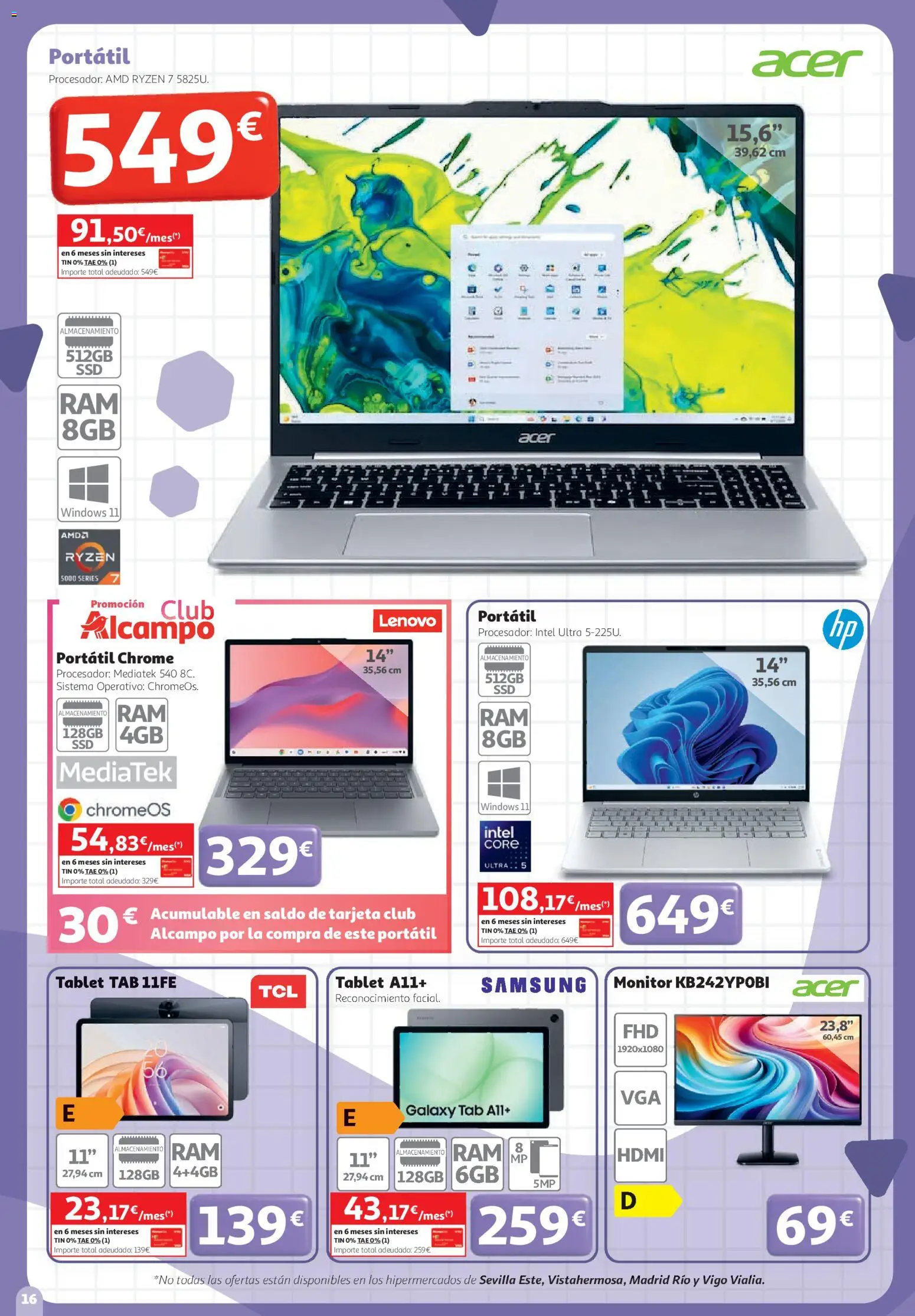 Alcampo - HG Unico │ válido desde el 13/08/2026 | Página: 16 | Productos: Tablet, Monitor