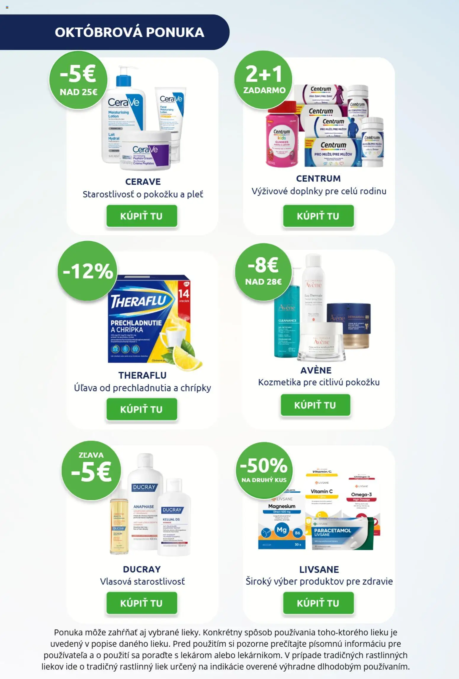 Nové BENU Lekáreň akcie – leták je platný od 01.10.2026 | Strana: 3 | Produkty: Theraflu, Avene, CeraVe