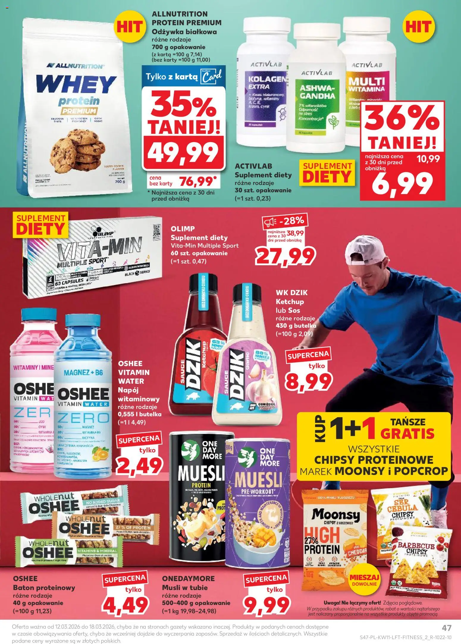 Kaufland Polsko leták od 12.03.2026 | Strana: 47 | Produkty: Chipsy, Karty, Protein, Cheddar