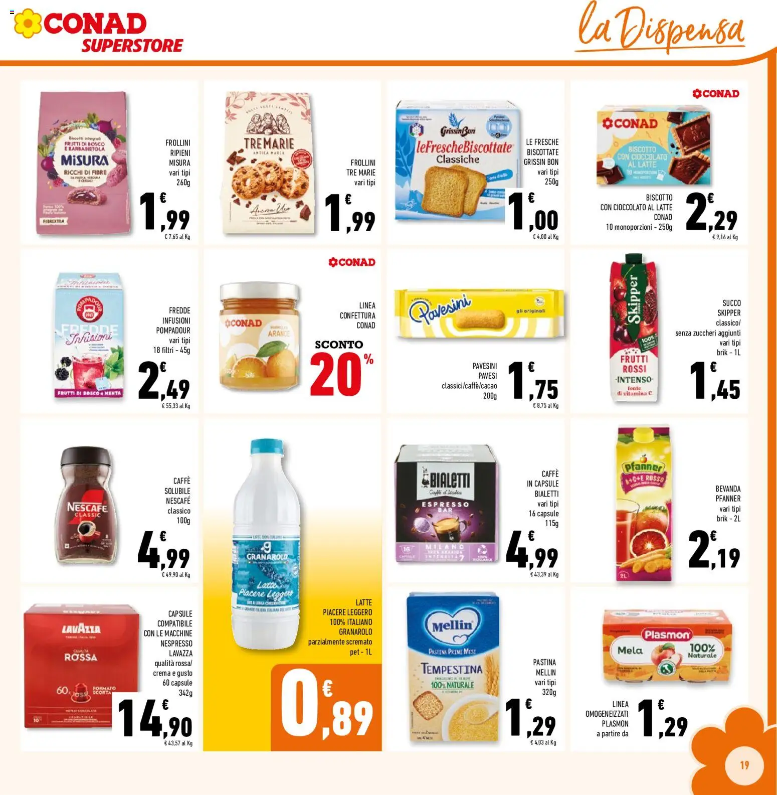 Volantino Conad del 17.06.2026 | Pagina: 19 | Prodotti: Arance, Latte, Barbabietola, Caffe in capsule