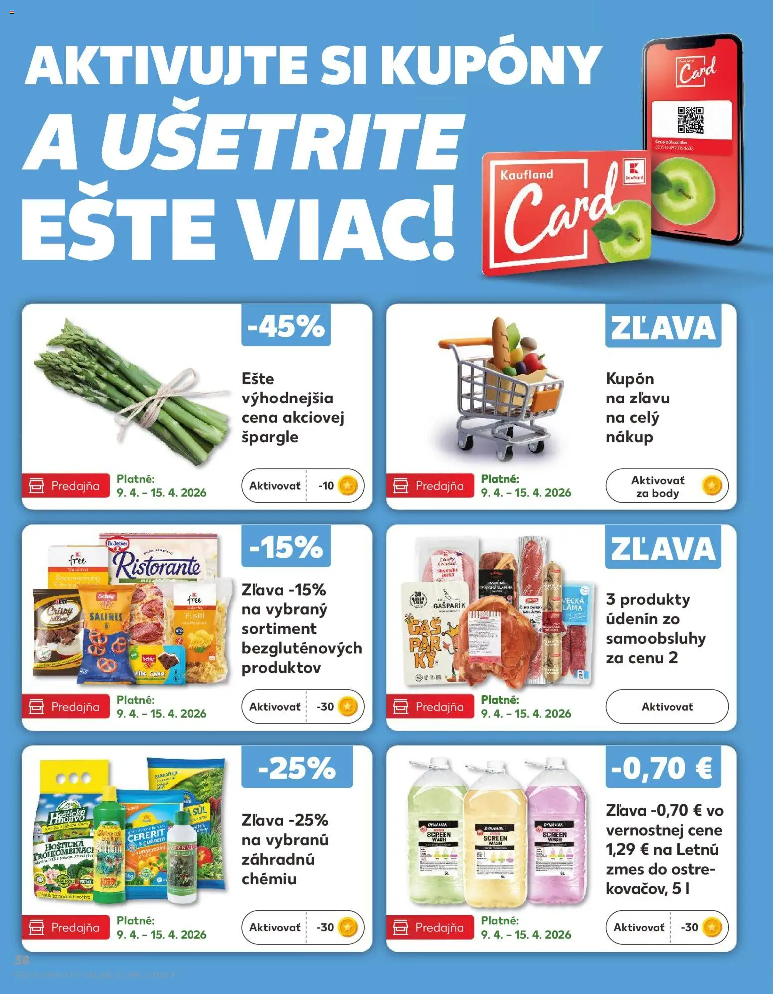 Nové Kaufland akcie – leták je platný od 09.04.2026 | Strana: 38 | Produkty: Fusilli, Saláma, Pizza