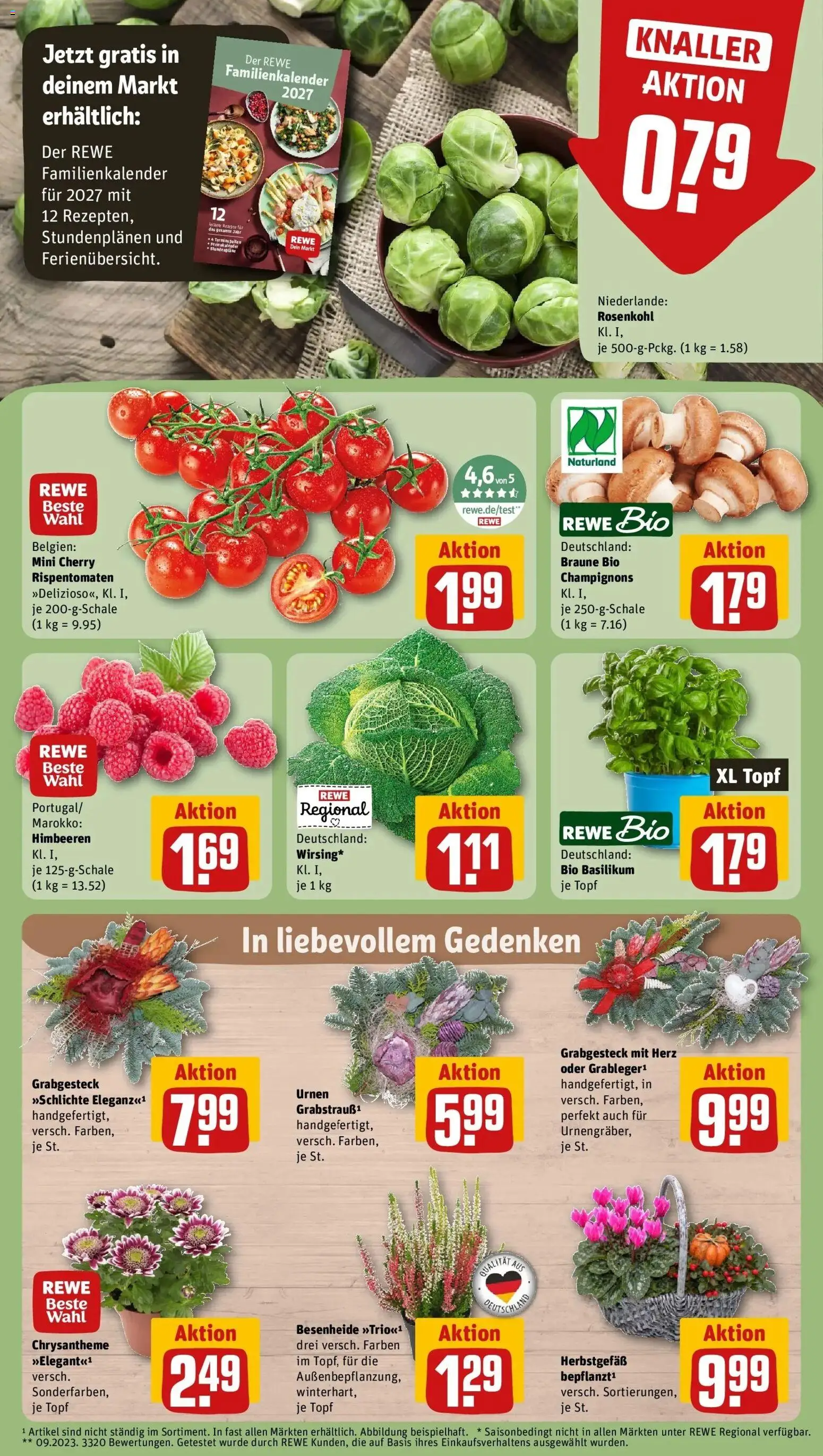 REWE Prospekt ab 19.10.2026 zum Blättern » Angebote | Seite: 9 | Produkte: Himbeeren, Champignons