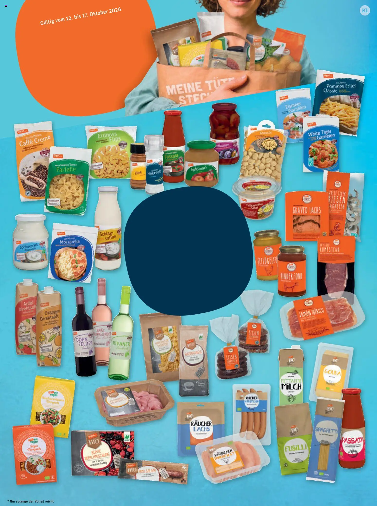 Tegut Prospekt – gültig ab 12.10.2026 | Seite: 2 | Produkte: Milch, Mozzarella, Gouda, Pommes